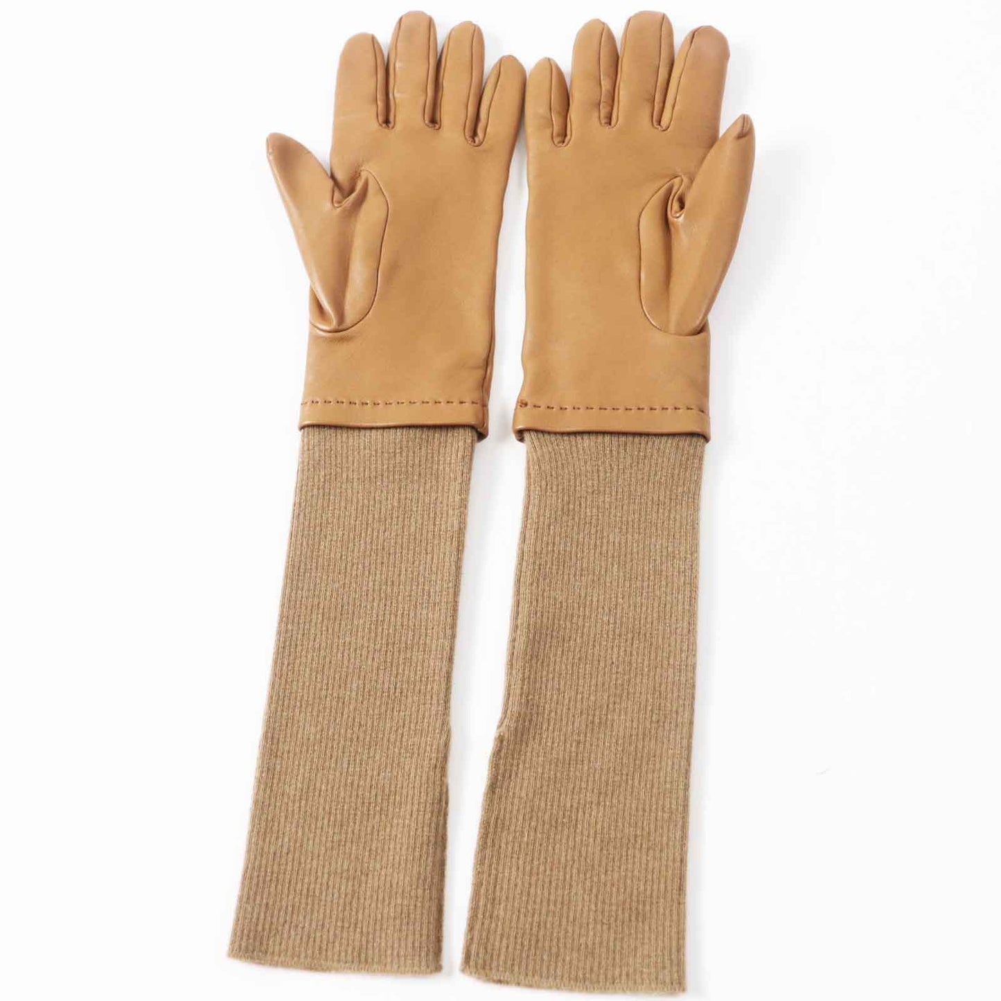 HERMES gloves Lamb leather gold 7.5
