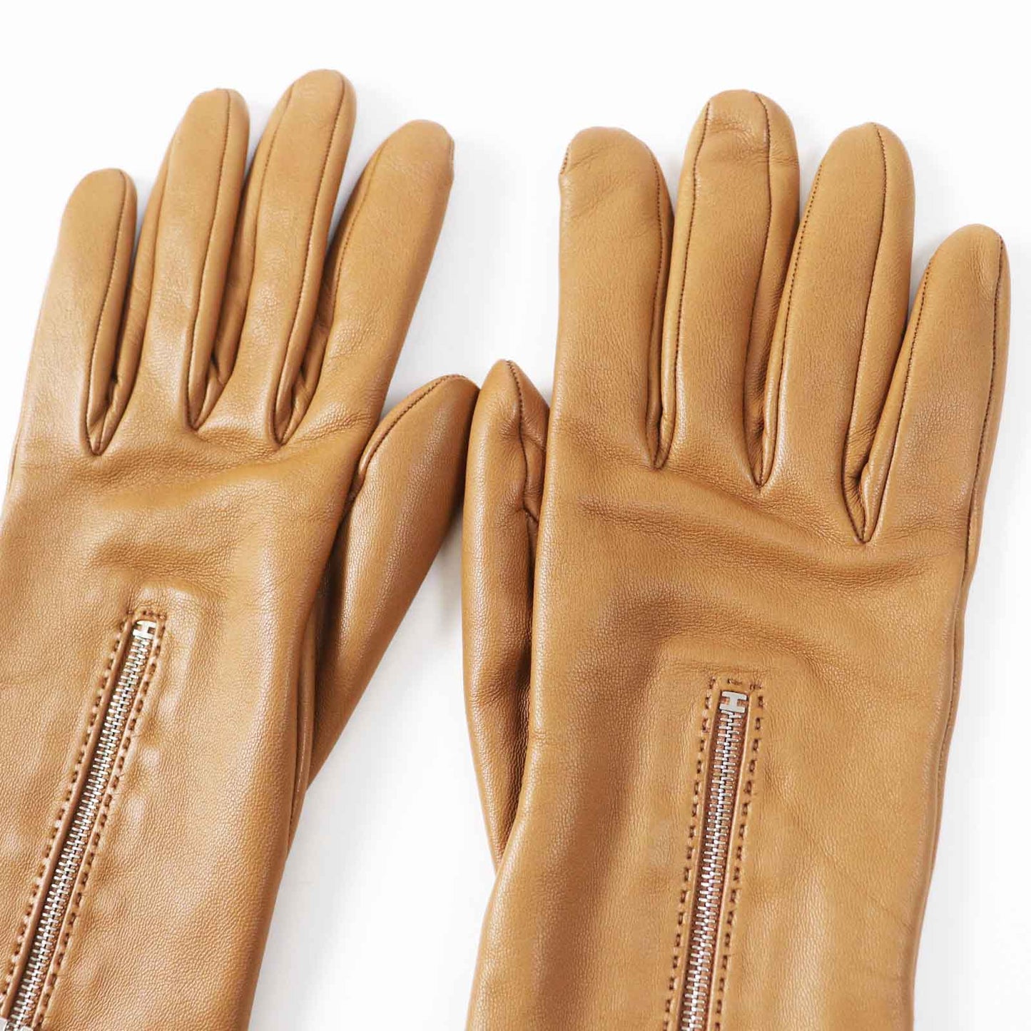 HERMES gloves Lamb leather gold 7.5