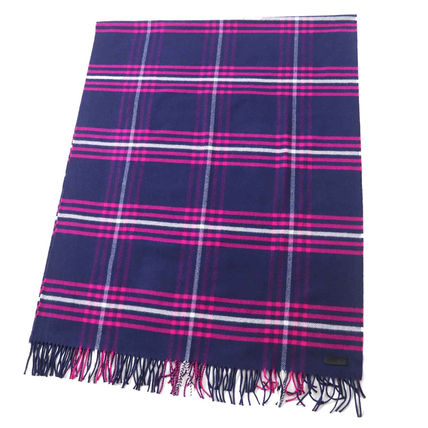 HERMES Scarf Main: 100% cashmere, Leather part: Cowhide Navy pink Women Used