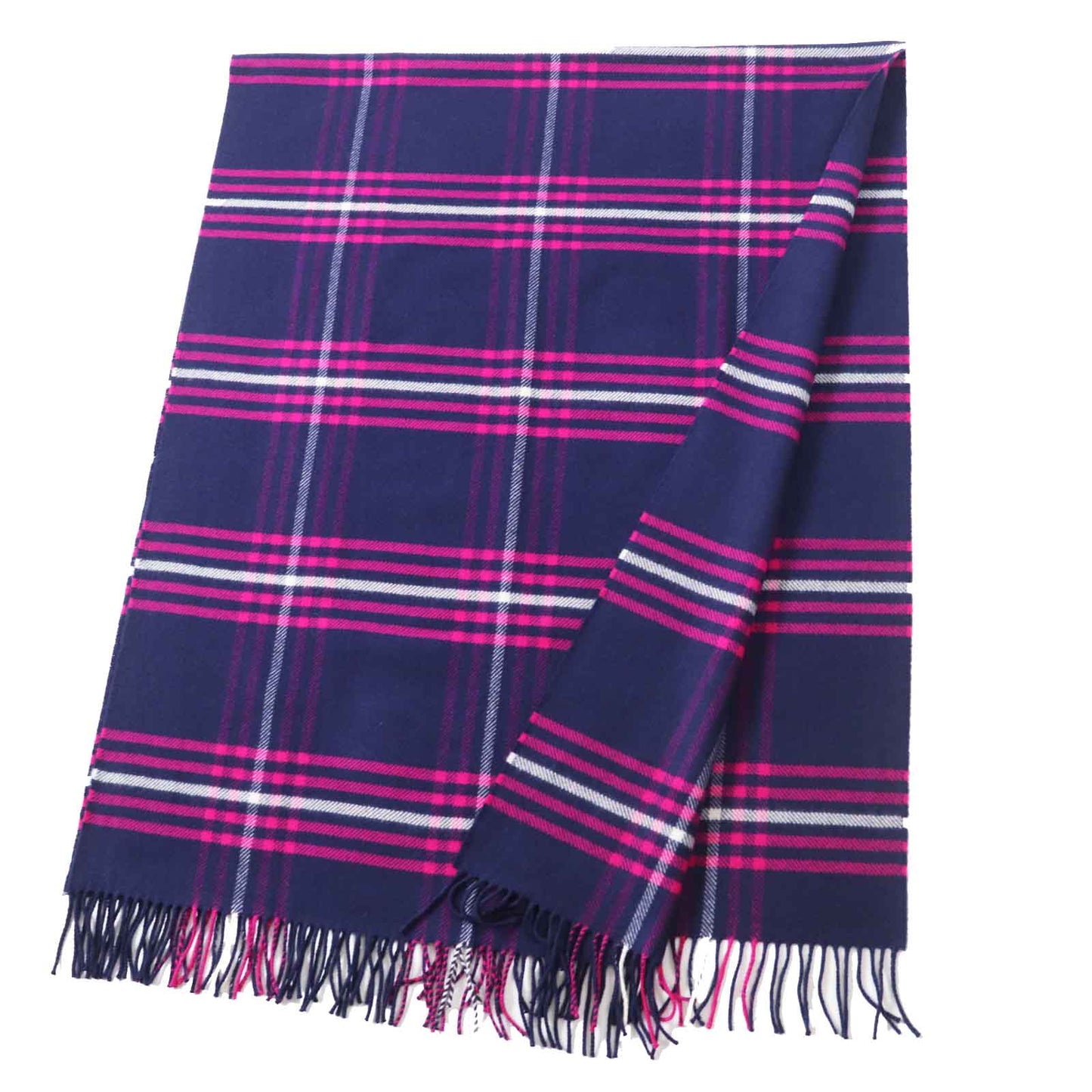 HERMES Scarf Main: 100% cashmere, Leather part: Cowhide Navy pink Women Used