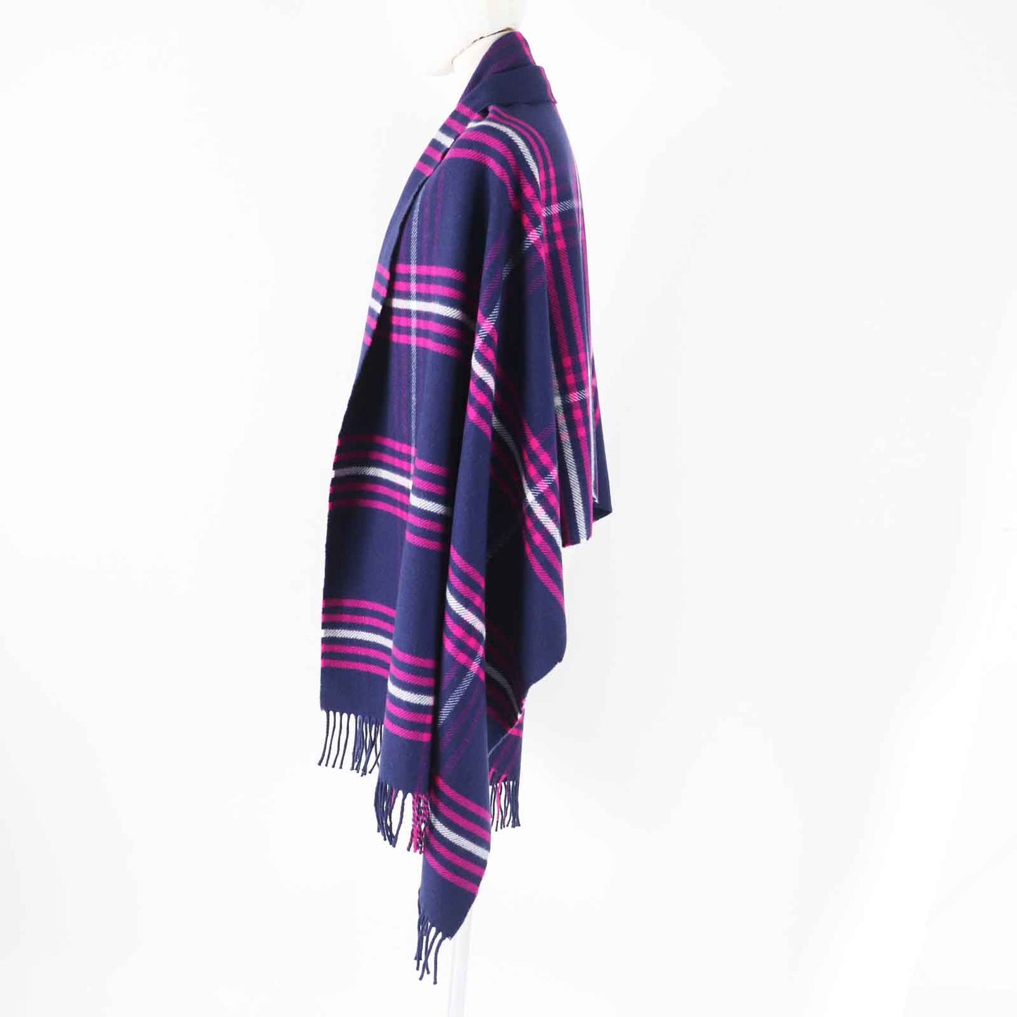 HERMES Scarf Main: 100% cashmere, Leather part: Cowhide Navy pink Women Used
