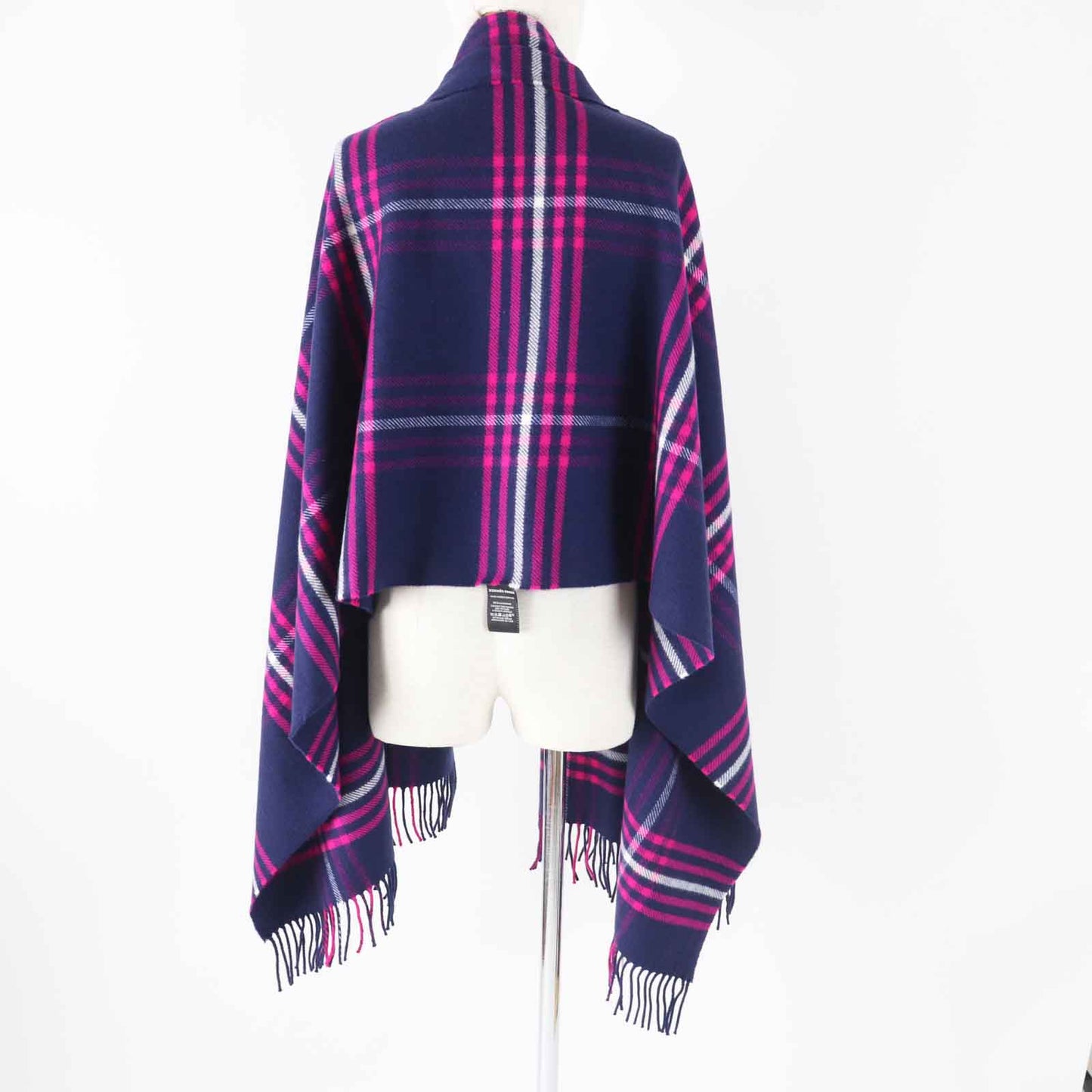 HERMES Scarf Main: 100% cashmere, Leather part: Cowhide Navy pink Women Used