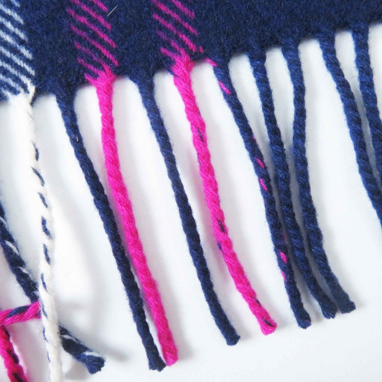 HERMES Scarf Main: 100% cashmere, Leather part: Cowhide Navy pink Women Used