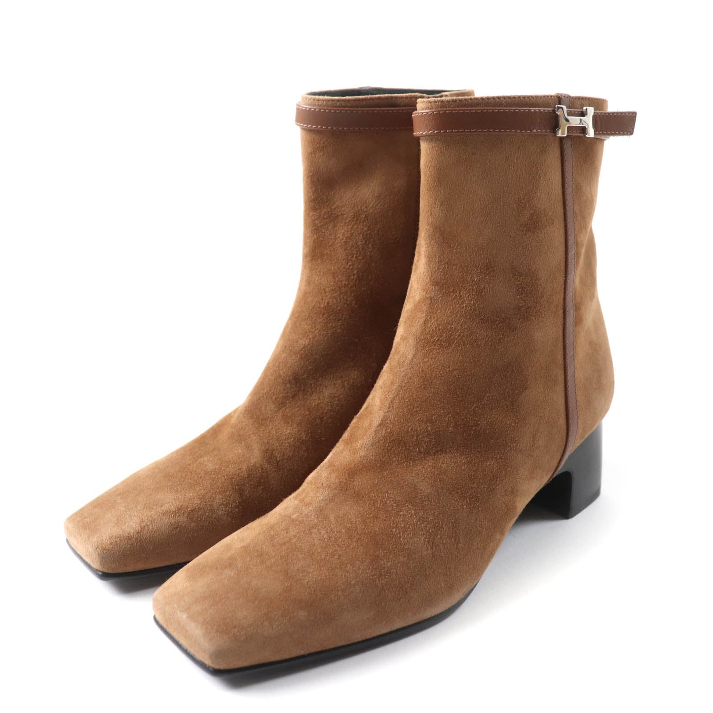 HERMES short boots 232082Z Main: suede leather, part: leather Brown Women 35 Used