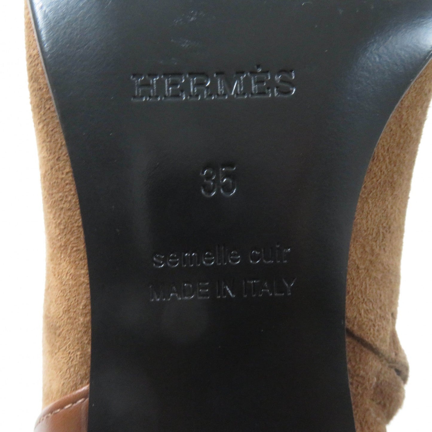 HERMES short boots 232082Z Main: suede leather, part: leather Brown Women 35 Used