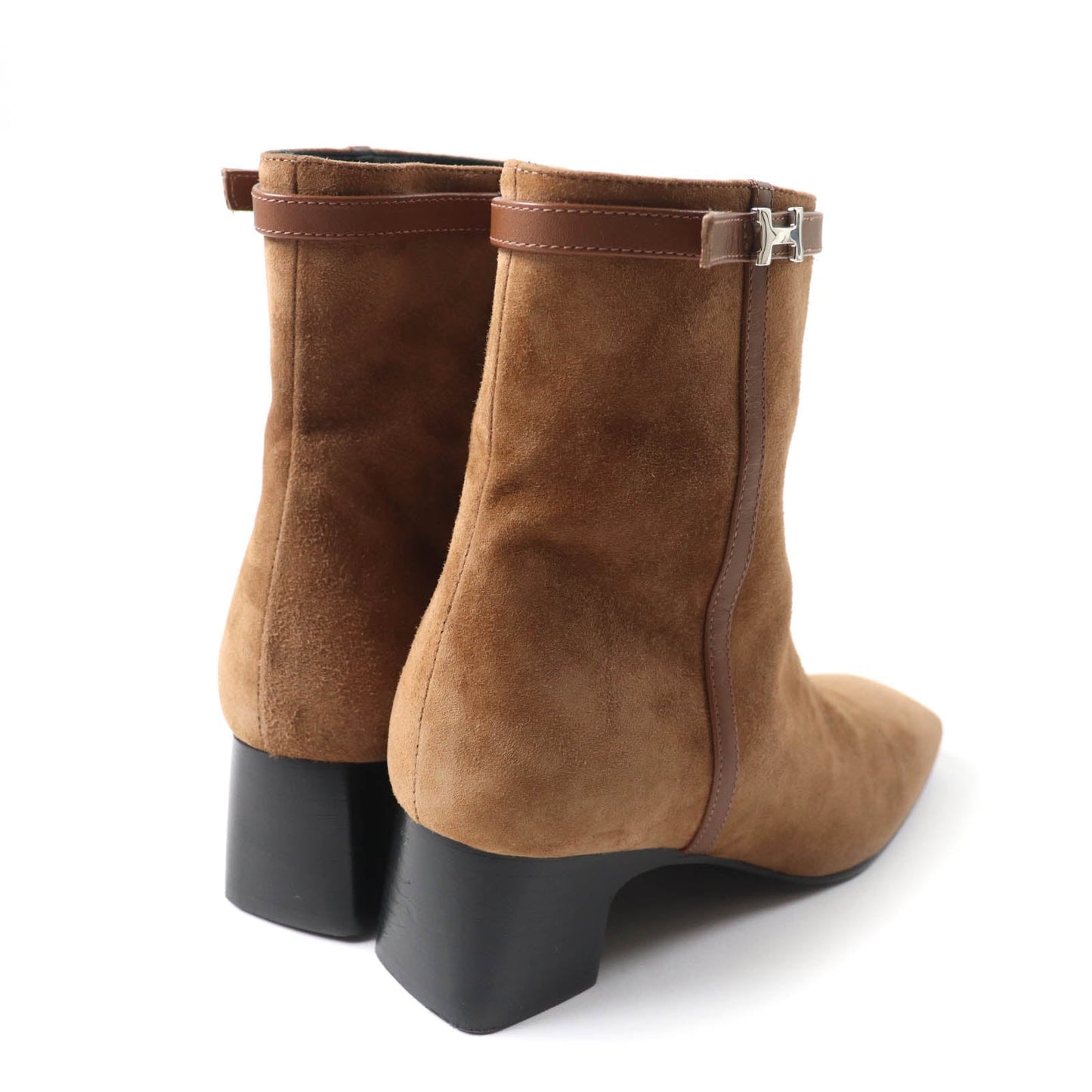 HERMES short boots 232082Z Main: suede leather, part: leather Brown Women 35 Used