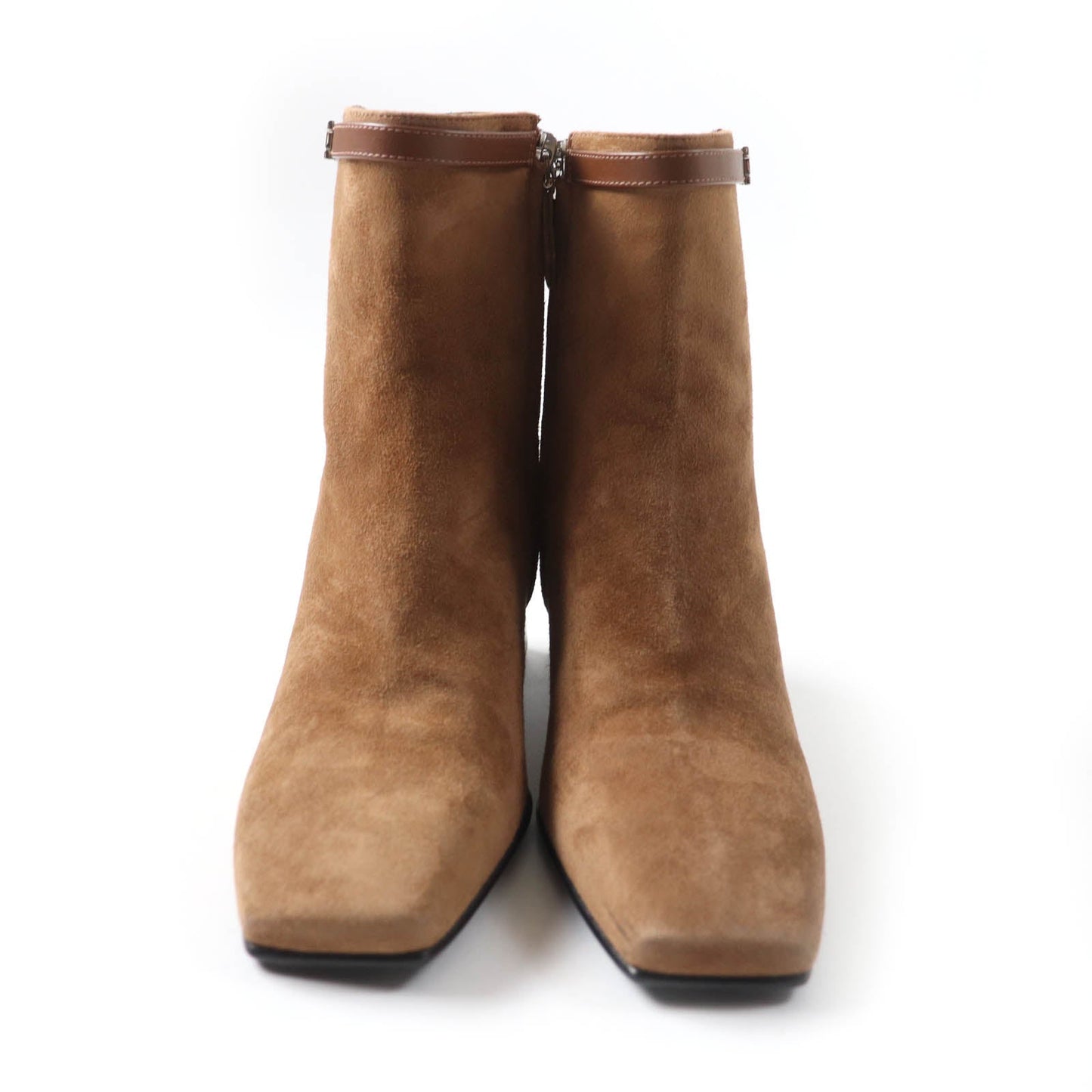 HERMES short boots 232082Z Main: suede leather, part: leather Brown Women 35 Used