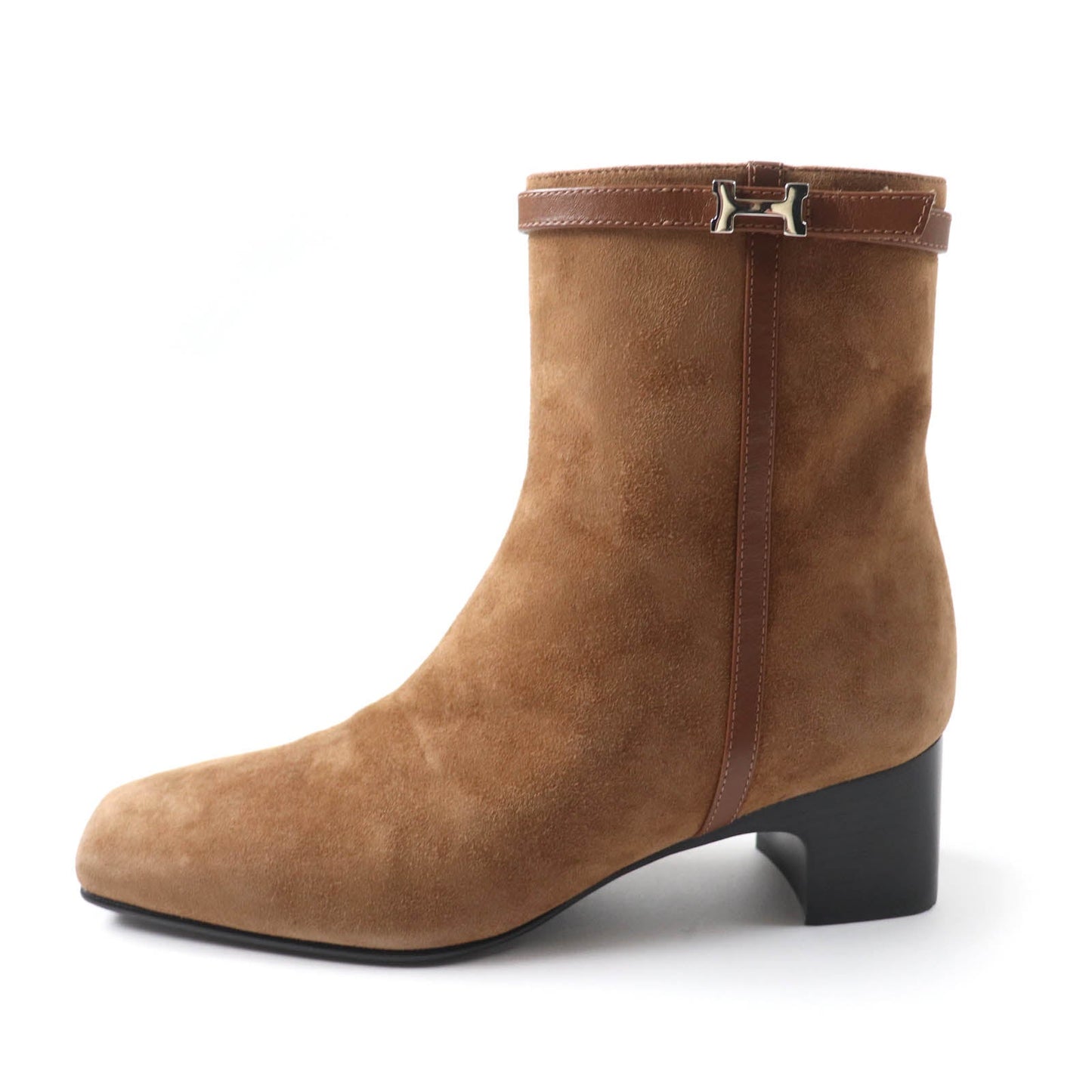 HERMES short boots 232082Z Main: suede leather, part: leather Brown Women 35 Used