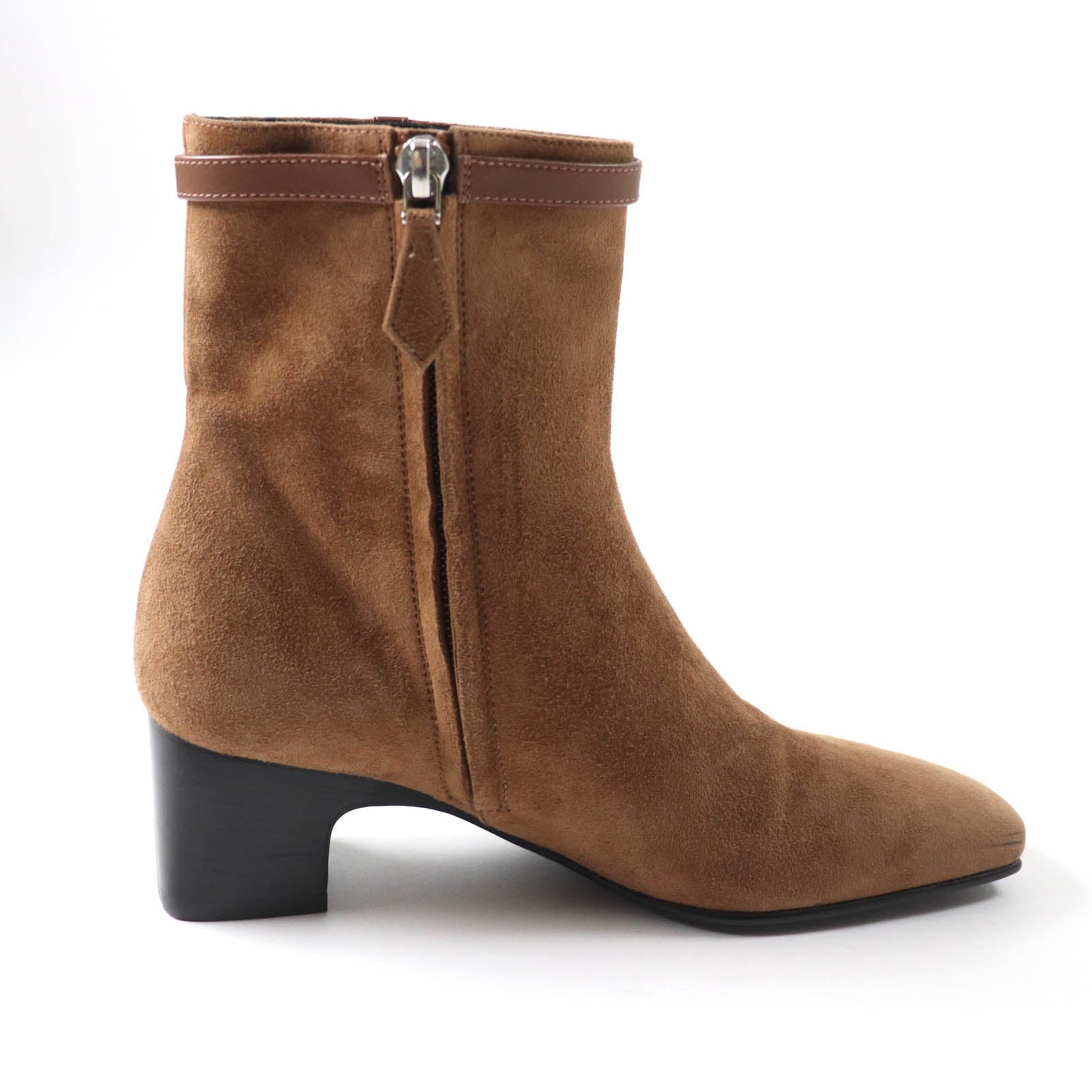 HERMES short boots 232082Z Main: suede leather, part: leather Brown Women 35 Used