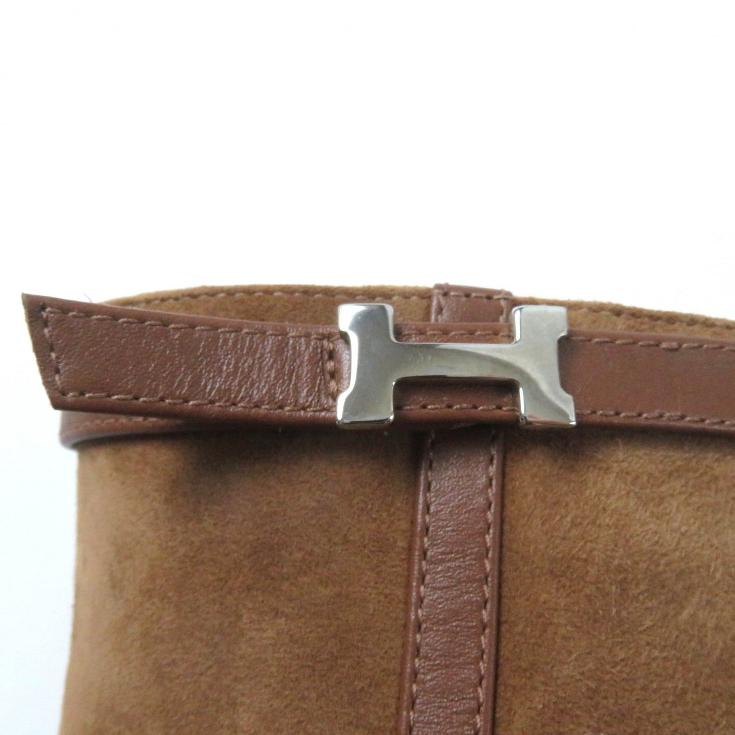 HERMES short boots 232082Z Main: suede leather, part: leather Brown Women 35 Used