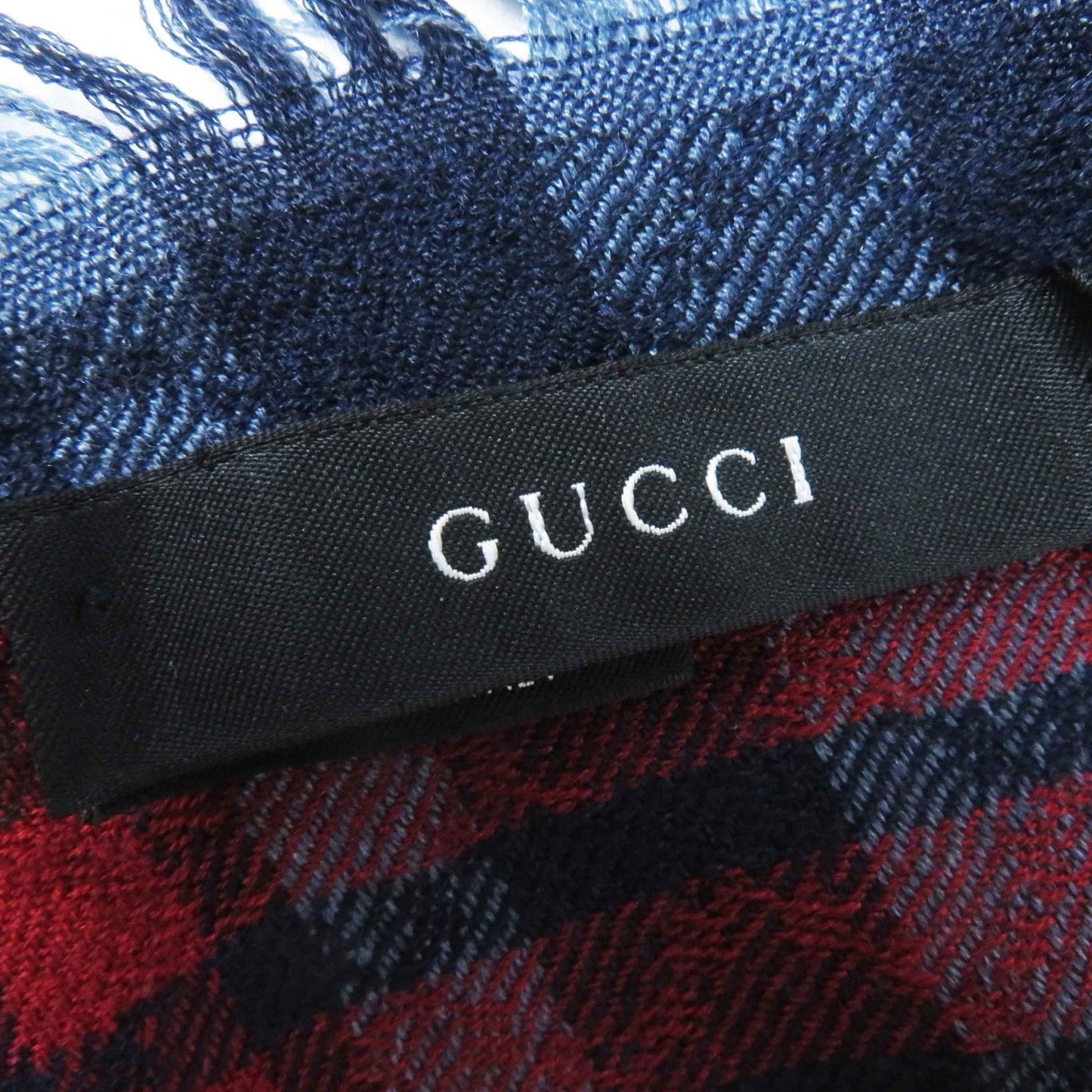 GUCCI Stall Main: 70% wool, Main: 30% silk Navy Red type Women Used