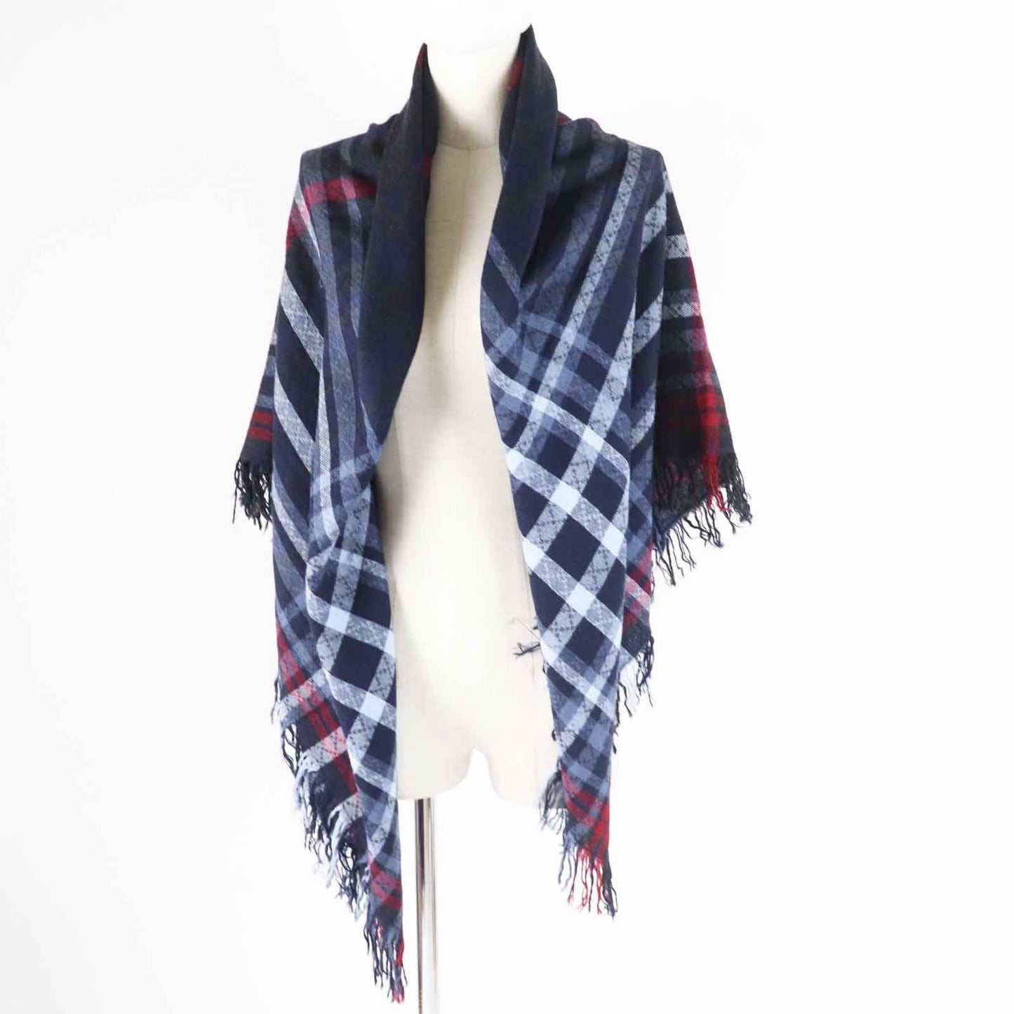GUCCI Stall Main: 70% wool, Main: 30% silk Navy Red type Women Used