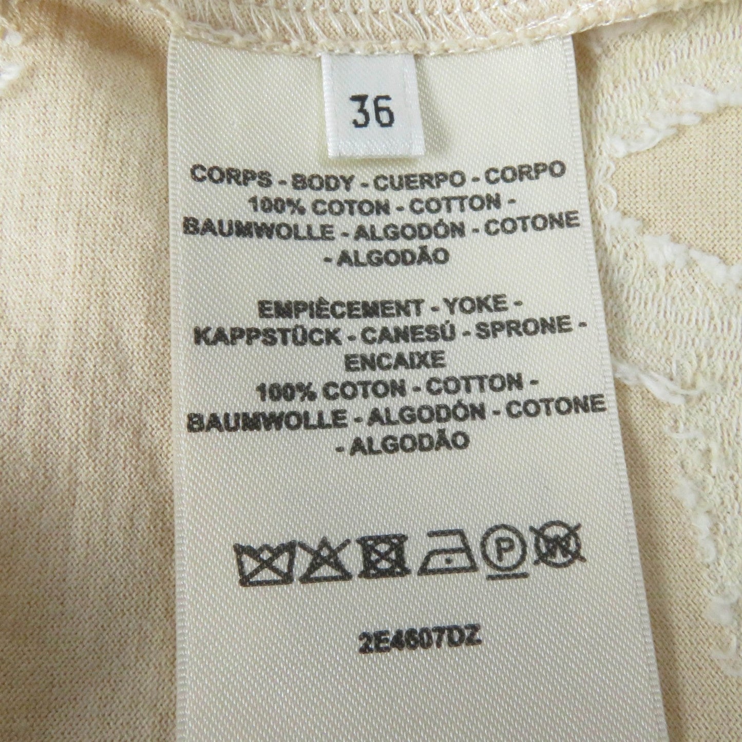 HERMES tops 2E4607DZ Main: 100% cotton beige Women 36 Used
