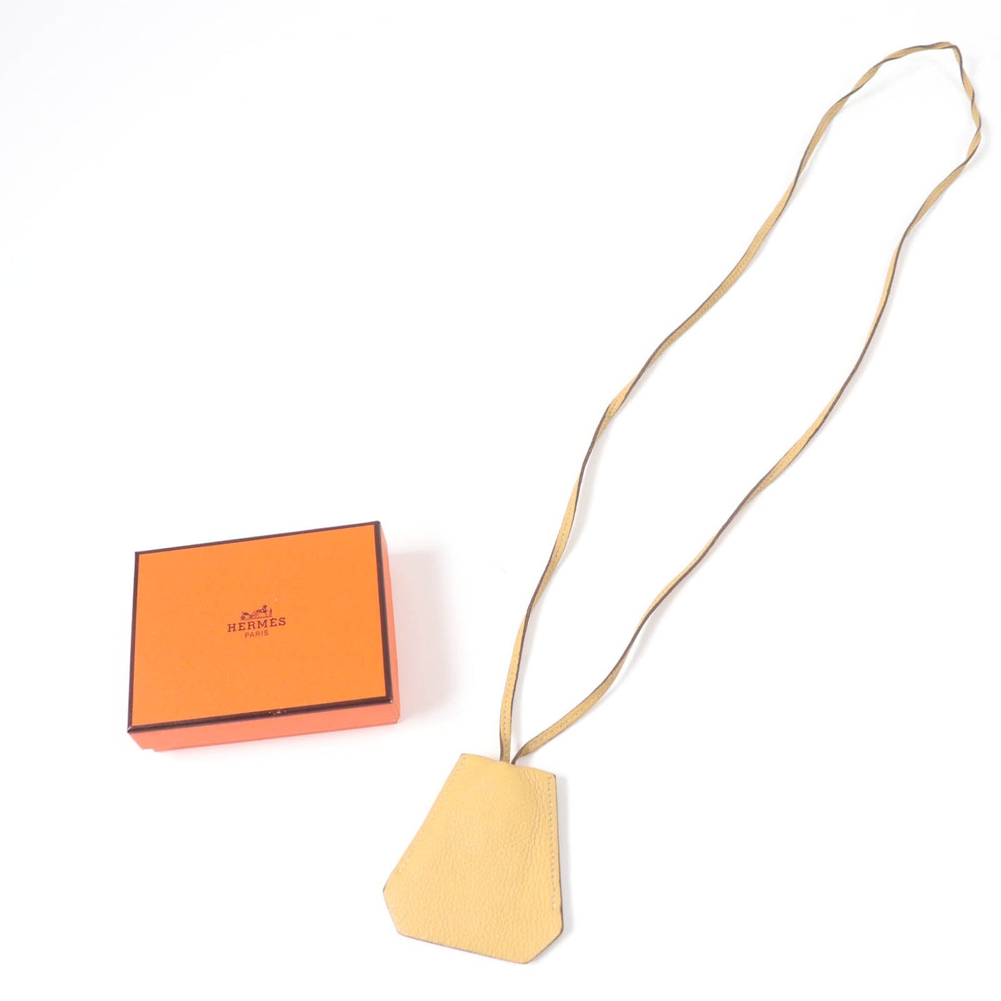 HERMES Necklace Main: Leather light brown Women Used