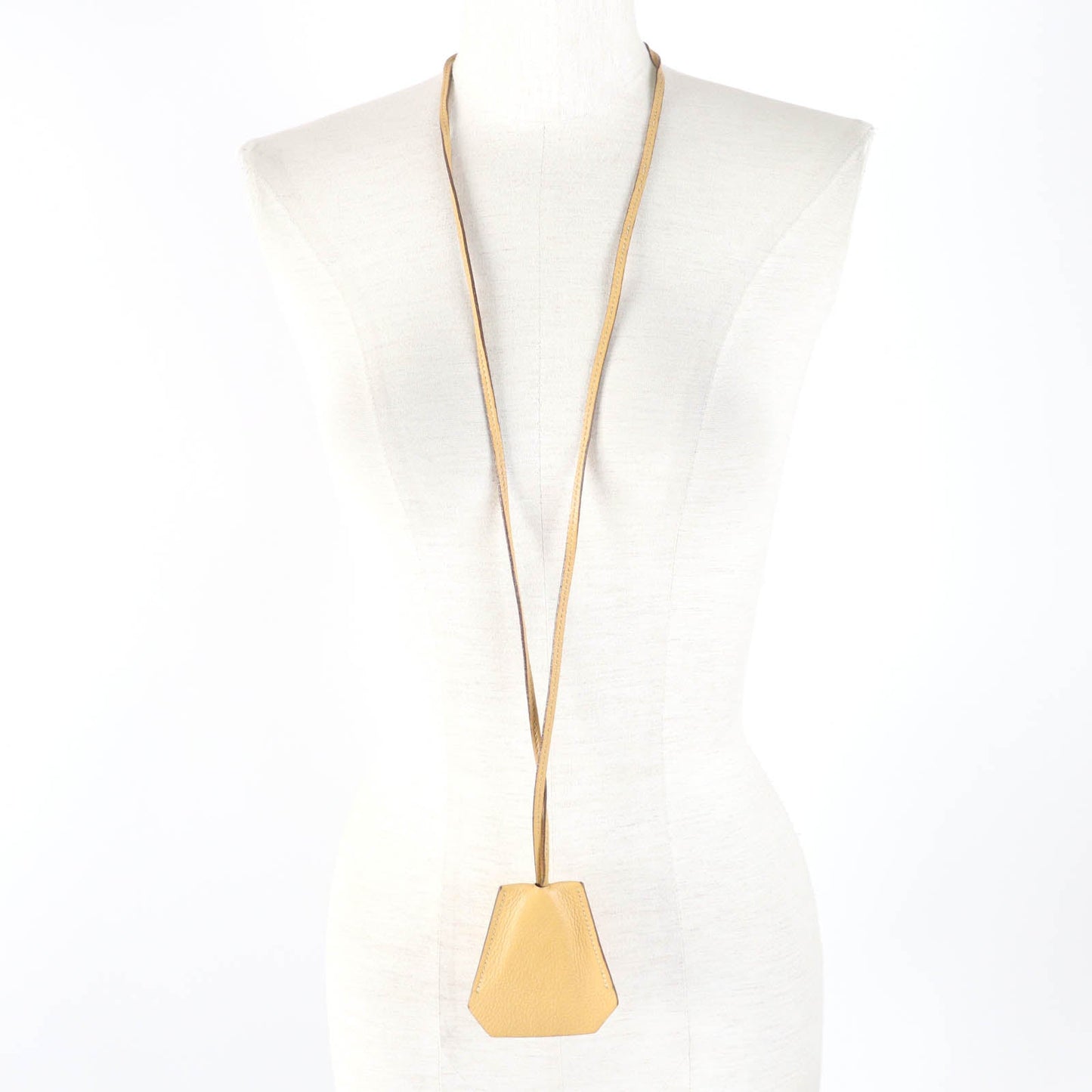HERMES Necklace Main: Leather light brown Women Used