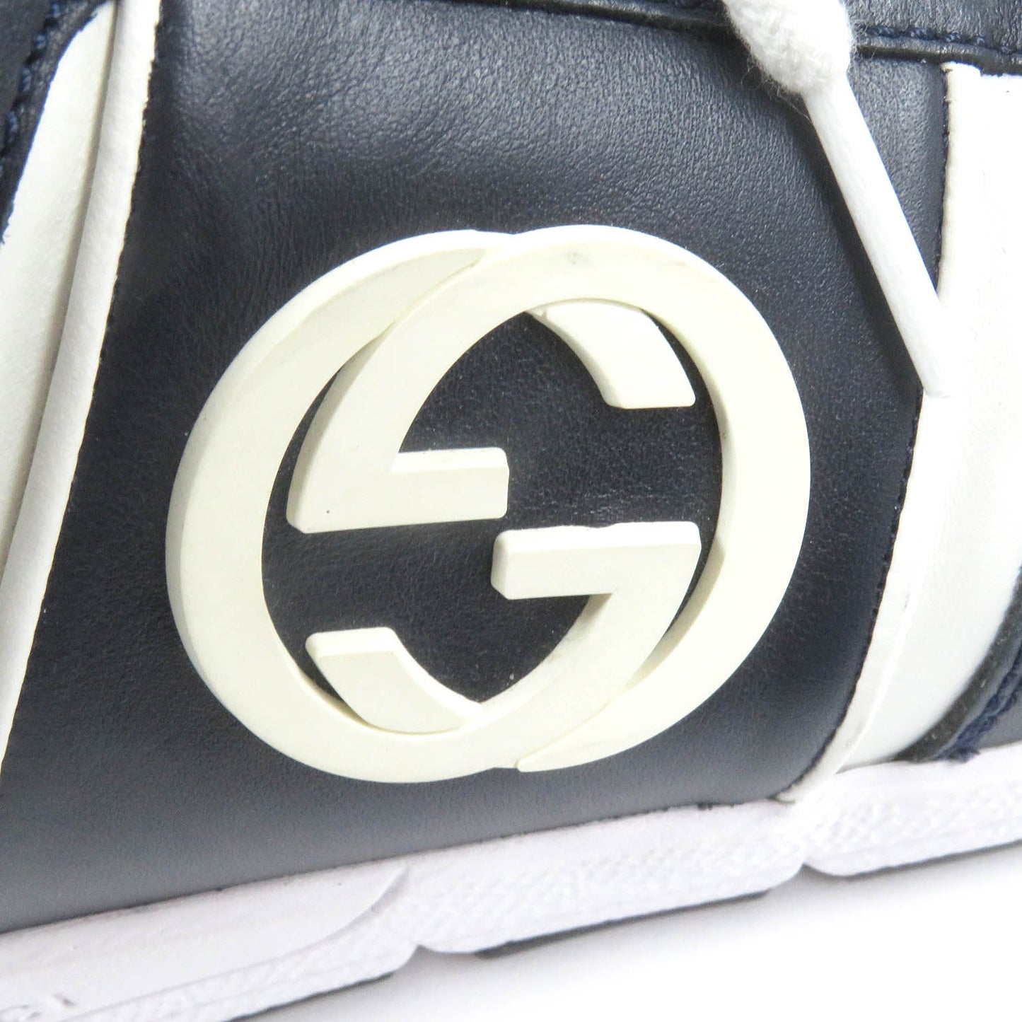 GUCCI Low cut sneakers 426184 Main: Leather Navy white mens 8 1/2 Used