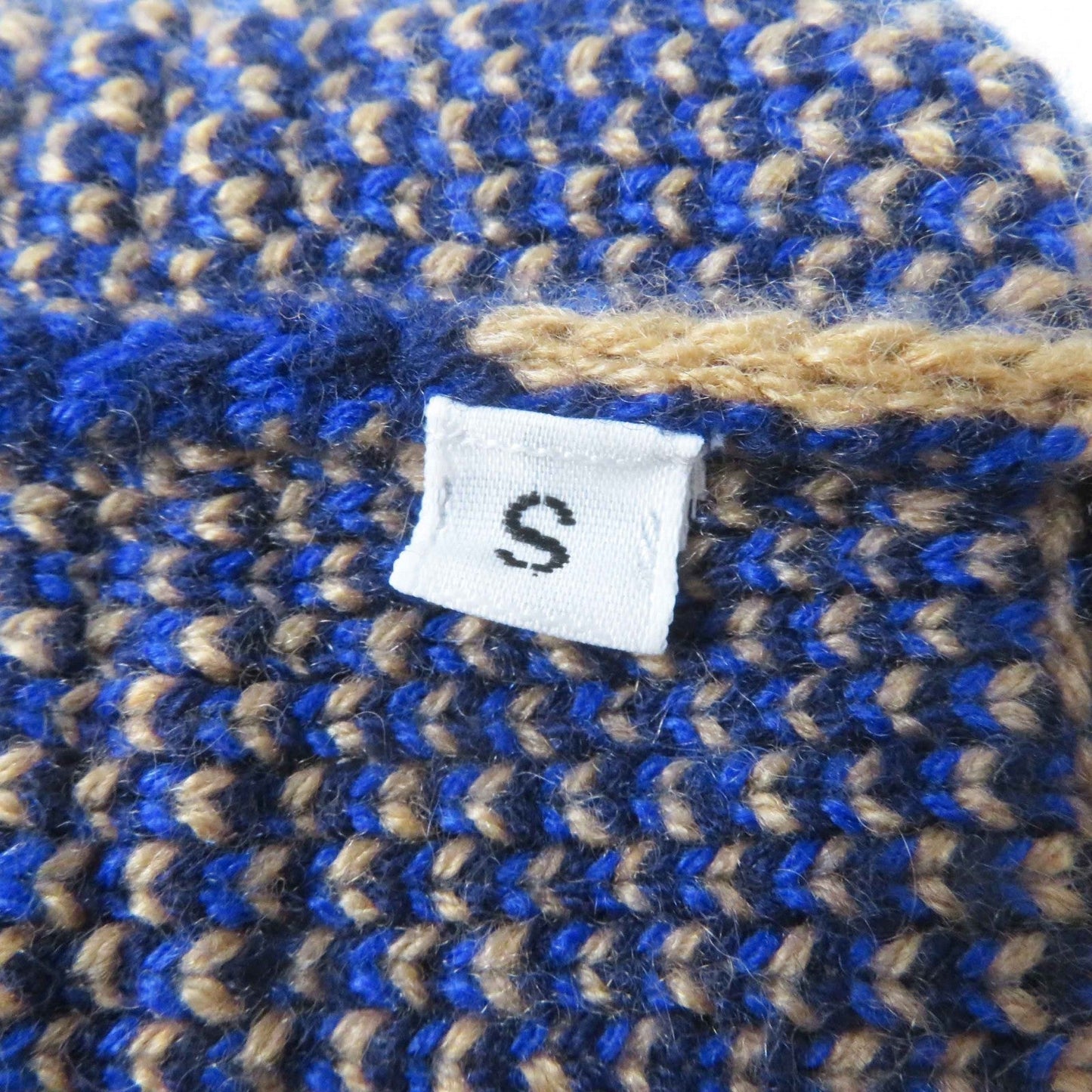 HERMES gloves Main: 100% cashmere Navy Brown Blue GANTS FEMME SLALOM MAILLE Women S Used