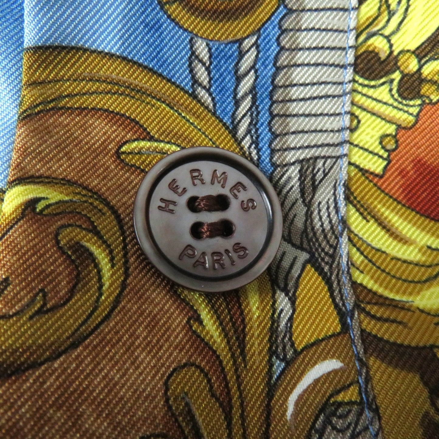 HERMES one piece Main: 100% silk Multi BATEAU A VAPEUR DE JOUFFROY DABBANS 1784 Steamboat Women 40 Used