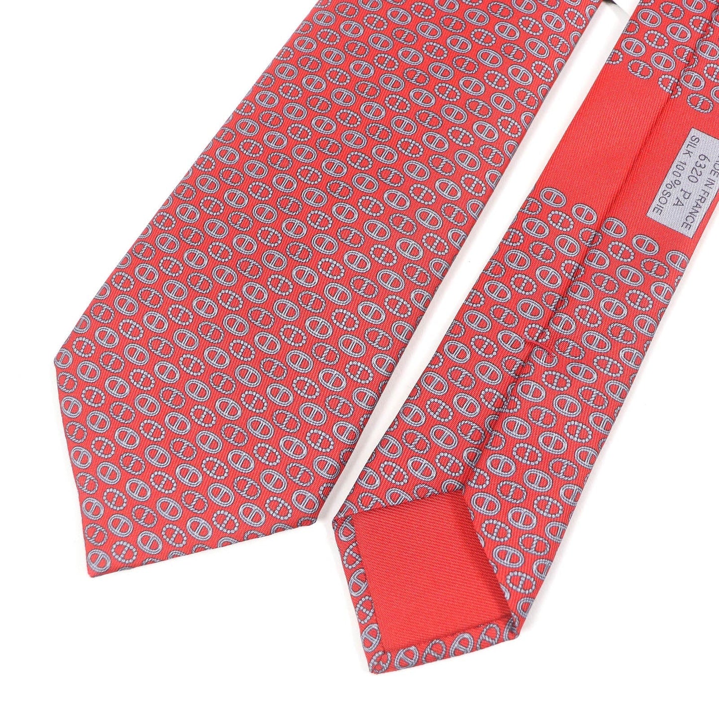 HERMES tie Main: 100% silk Rouge Gris mens Used