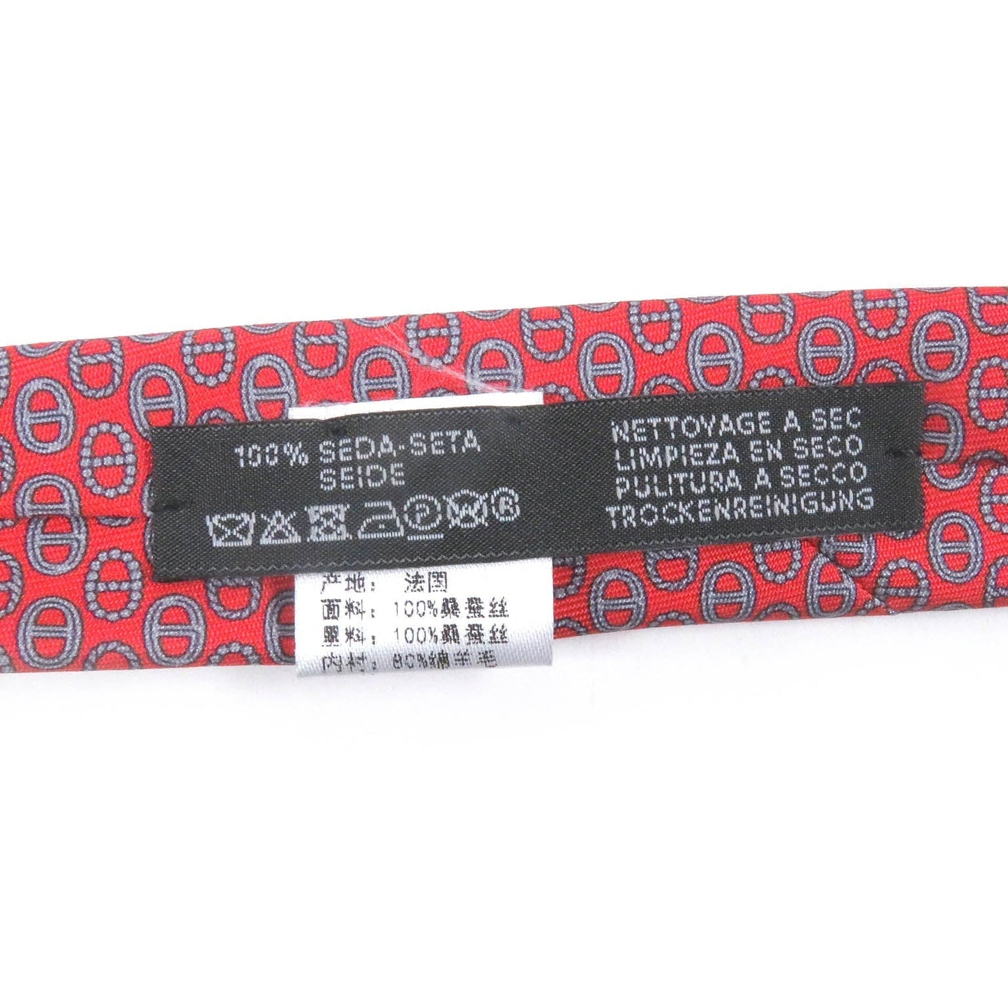 HERMES tie Main: 100% silk Rouge Gris mens Used