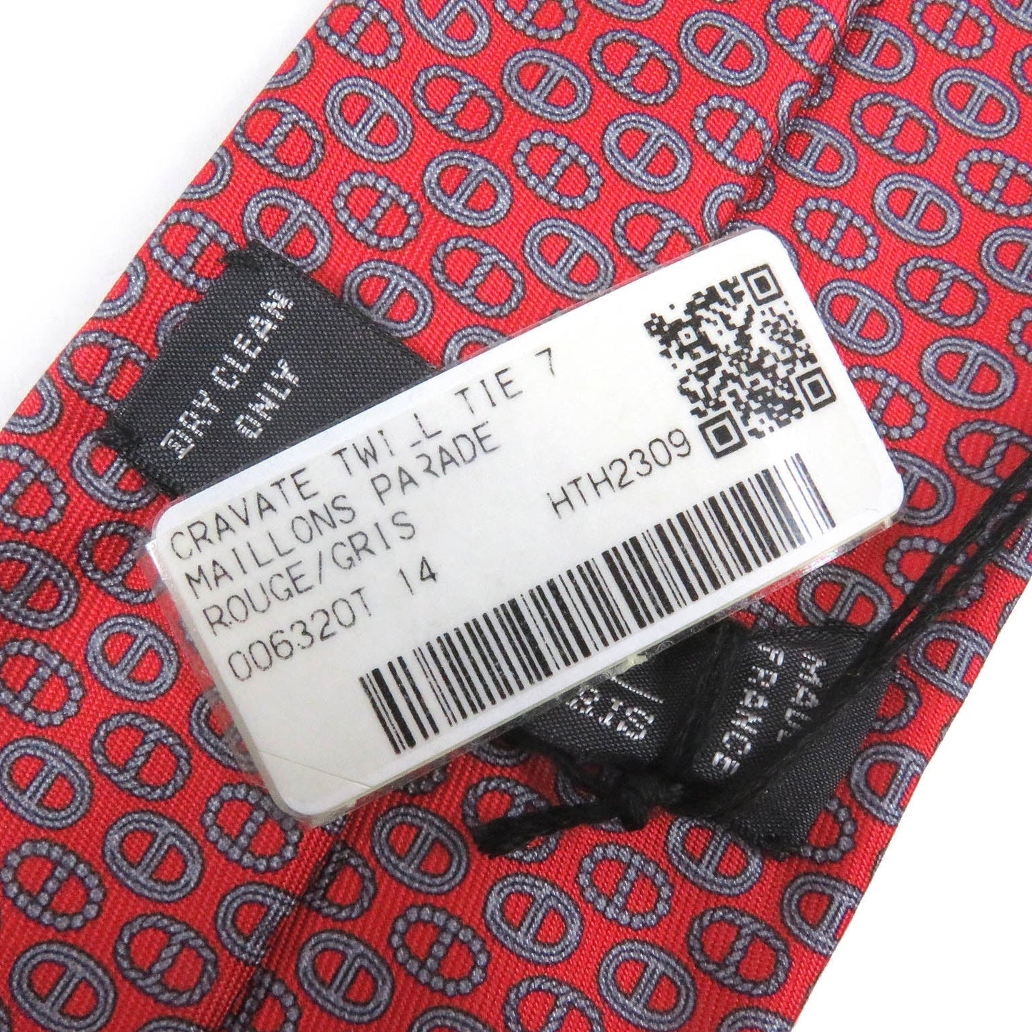 HERMES tie Main: 100% silk Rouge Gris mens Used