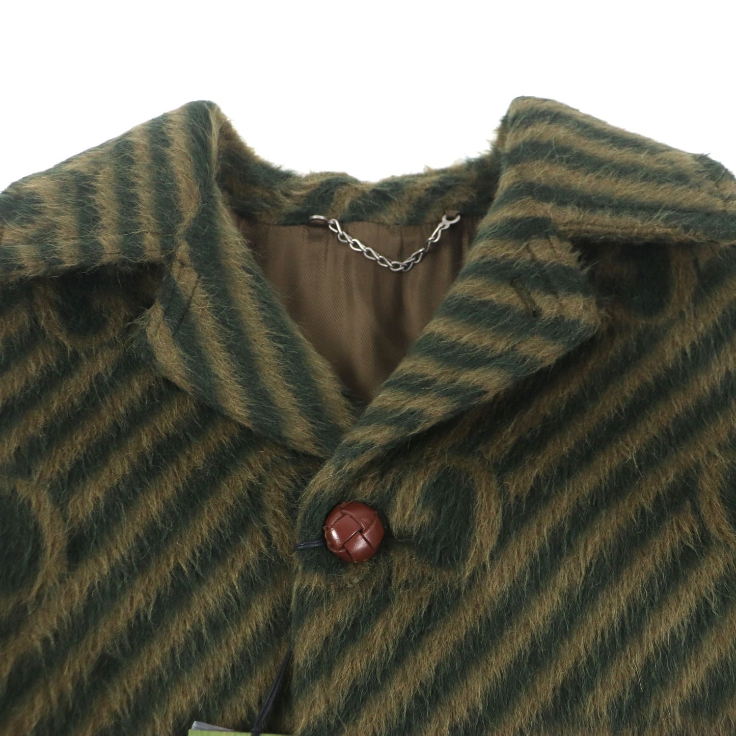 GUCCI Stainless collar coat 639261 Outer: 55% llama, Outer: 45% wool, Lining: 100% rayon, Part: 82% polyester, Part: 18% polyester green mens 44 Used