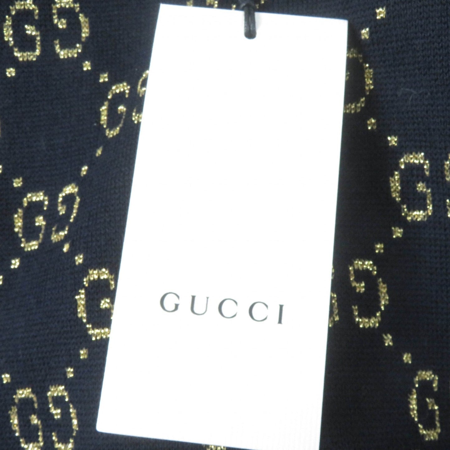 GUCCI cardigan 526758 Main: 77% cotton, Main: 12% nylon, Main: 11% metal fiber, Part: 50% metal fiber, Part: 50% nylon Dark navy gold Women XL Used