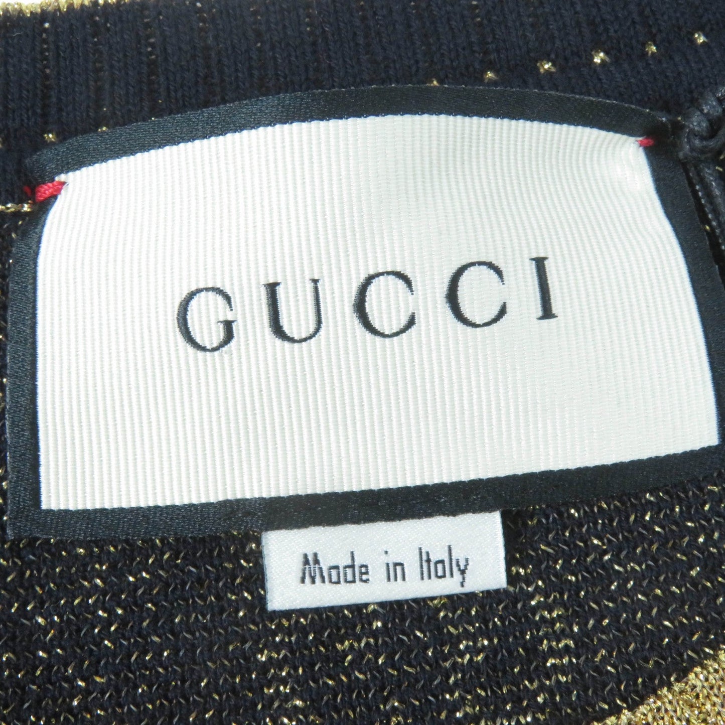 GUCCI cardigan 526758 Main: 77% cotton, Main: 12% nylon, Main: 11% metal fiber, Part: 50% metal fiber, Part: 50% nylon Dark navy gold Women XL Used