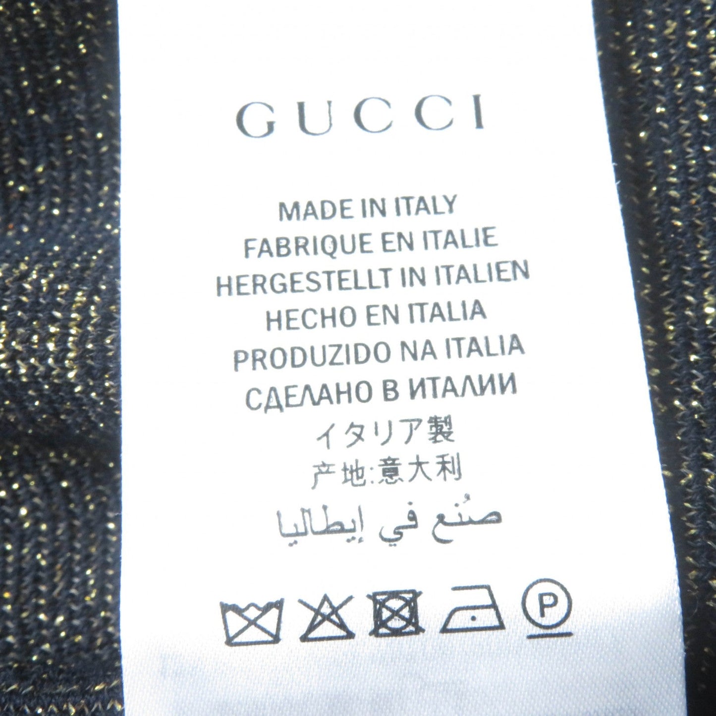 GUCCI cardigan 526758 Main: 77% cotton, Main: 12% nylon, Main: 11% metal fiber, Part: 50% metal fiber, Part: 50% nylon Dark navy gold Women XL Used