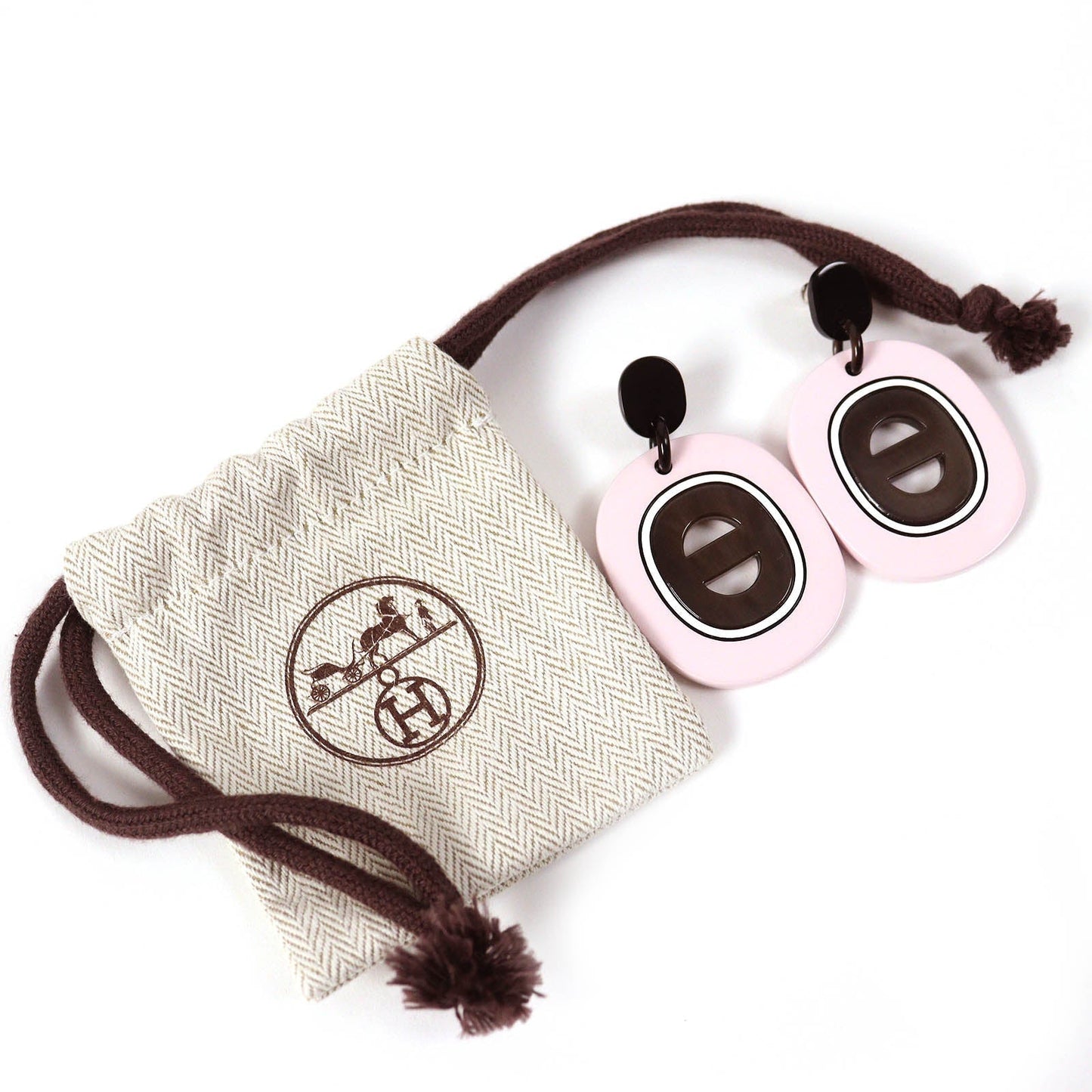 HERMES Pierce Main: Buffalo horn Pink Brown Black Fidelio Village PM Women Used