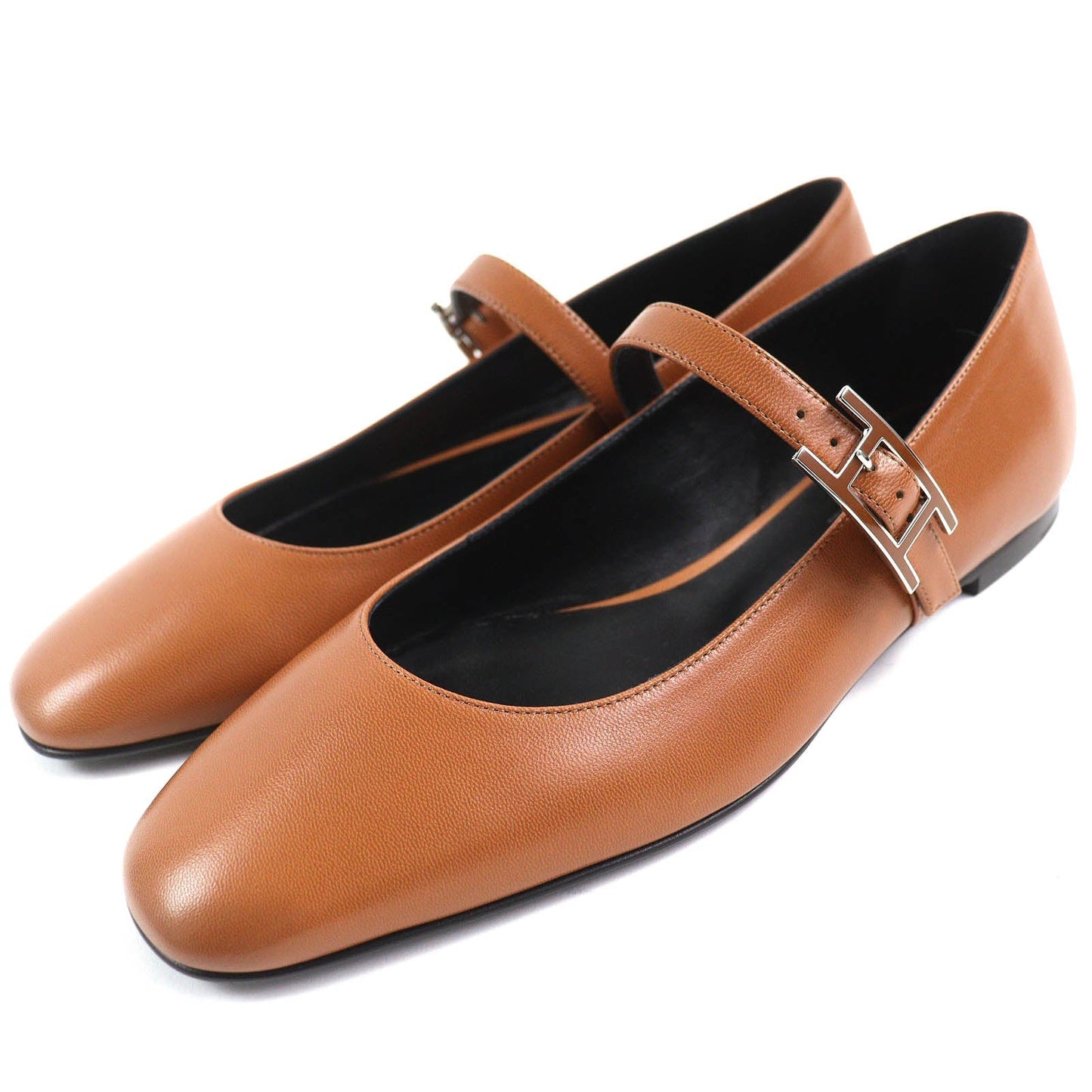 HERMES Ballet shoes 242047Z Main: Leather Maron Alzan Jane Women 36 Used