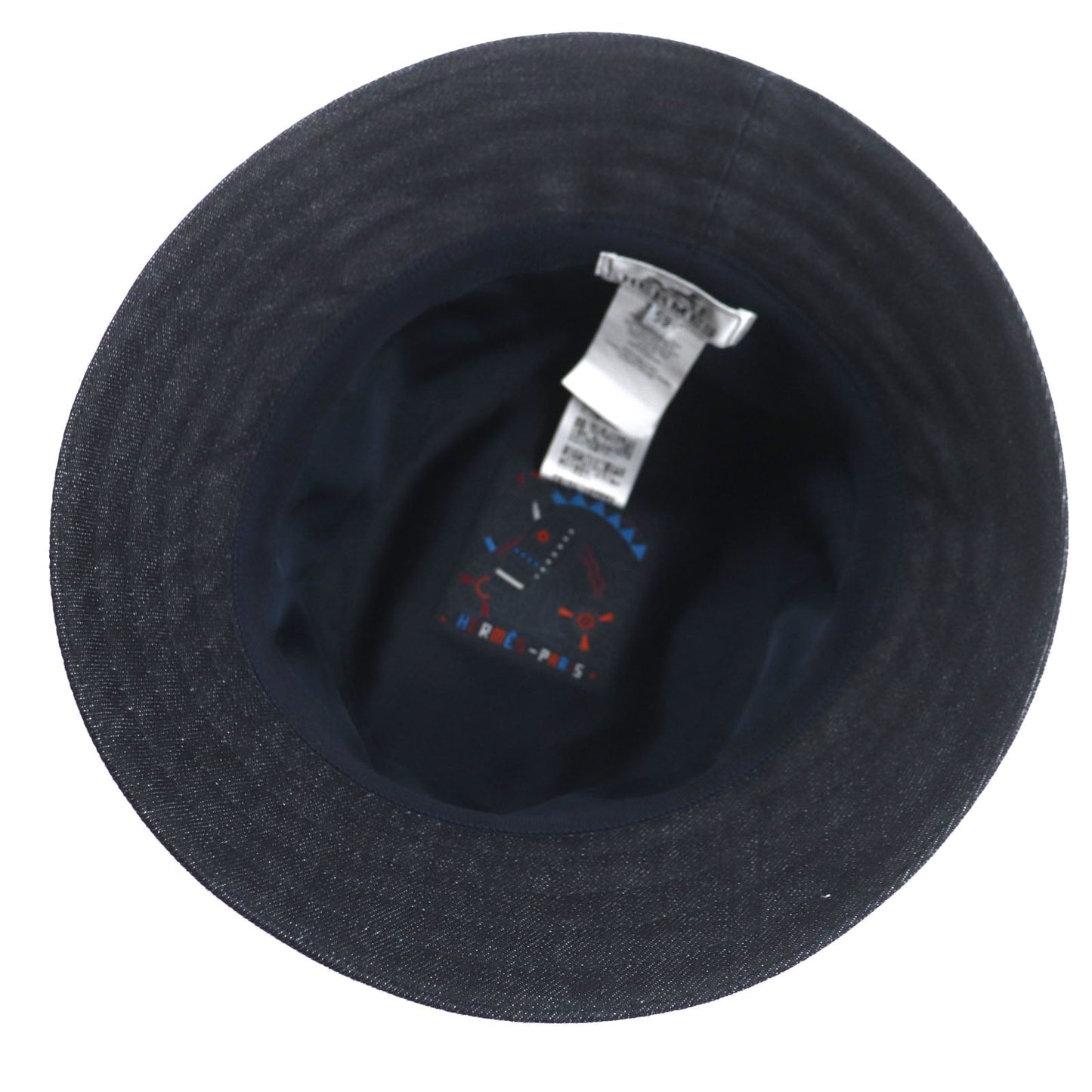 HERMES hat Outer: 100% cotton, Leather part: cowhide, Lining: 65% rayon, Lining: 35% silk, Part: 100% polyester Indigo Fred Crews Carrousel mens Used