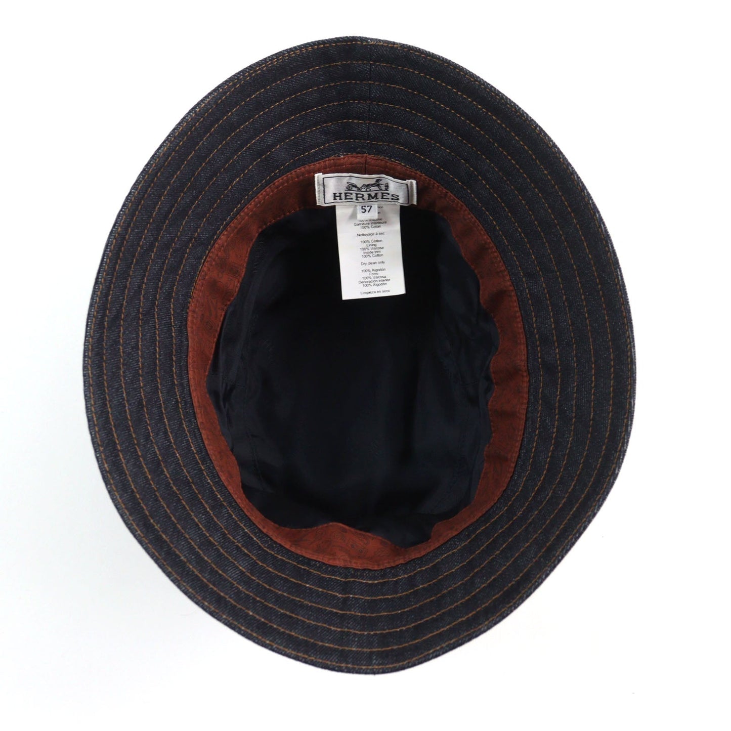 HERMES hat Main: 100% cotton Indigo blue mens 57 Used