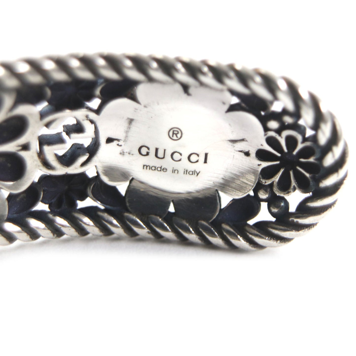 GUCCI bracelet Main: AG925 Silver Green Crystal Floral Interlocking G mens 16 Used