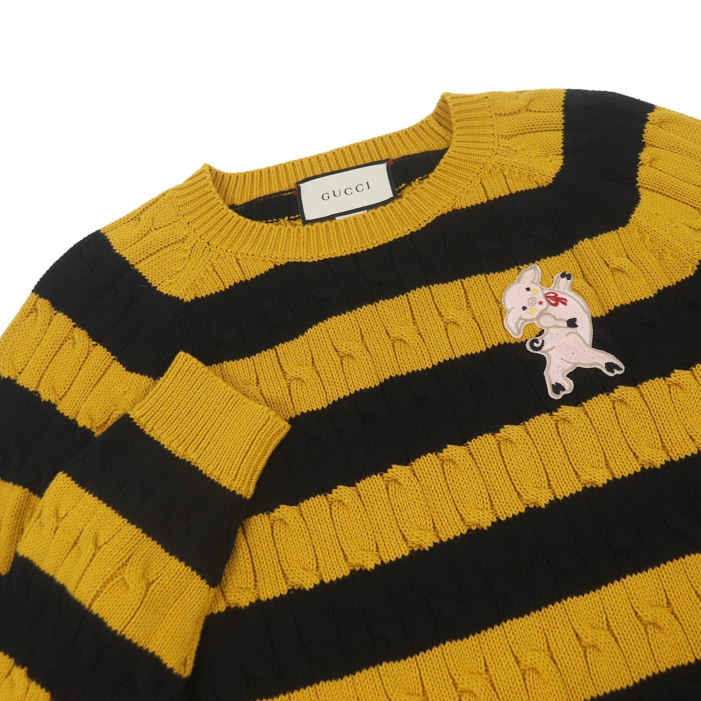 GUCCI sweater 545709 Main: 100% cotton, some: nylon, some: acrylic, some: polyester, some: wool Yellow black mens S Used