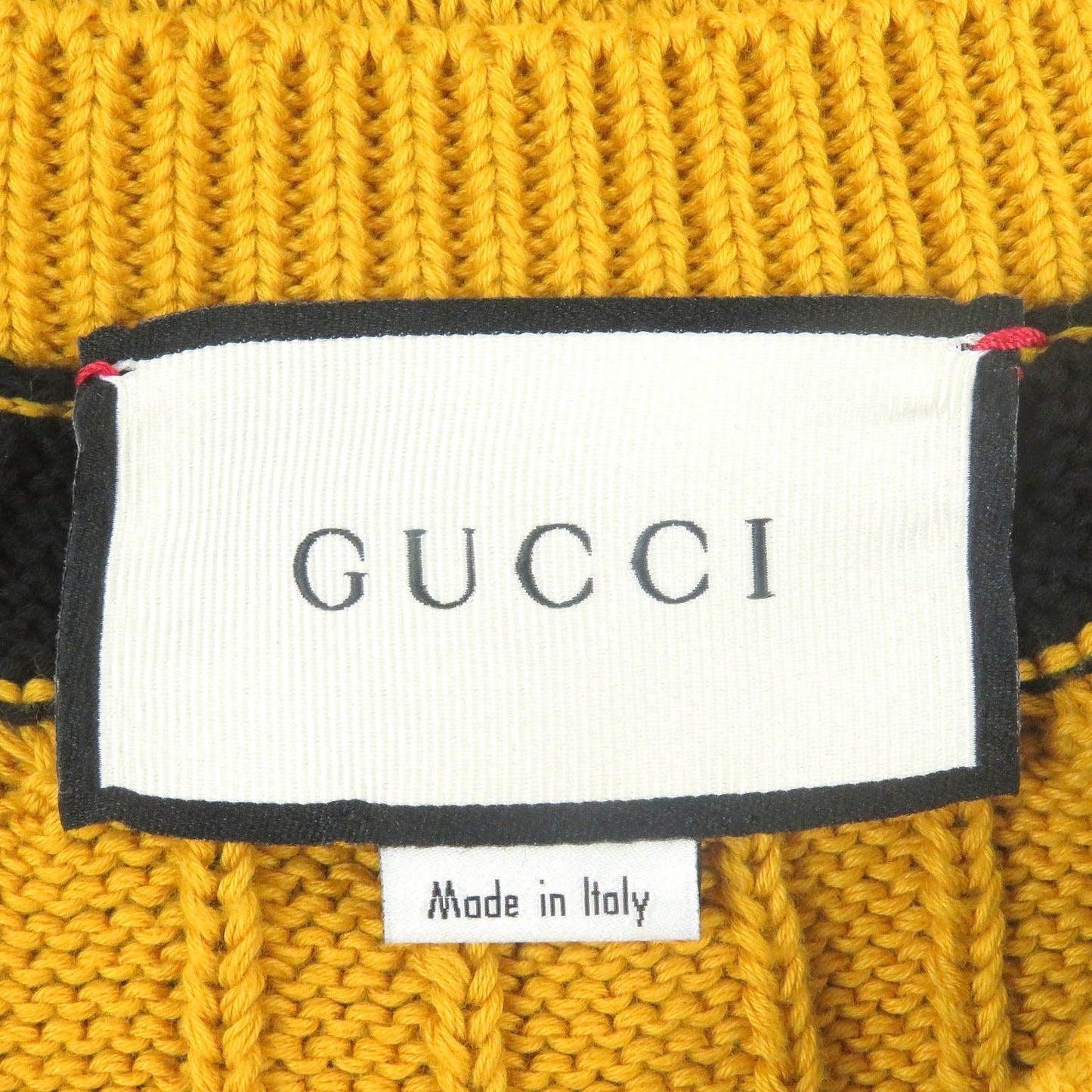GUCCI sweater 545709 Main: 100% cotton, some: nylon, some: acrylic, some: polyester, some: wool Yellow black mens S Used
