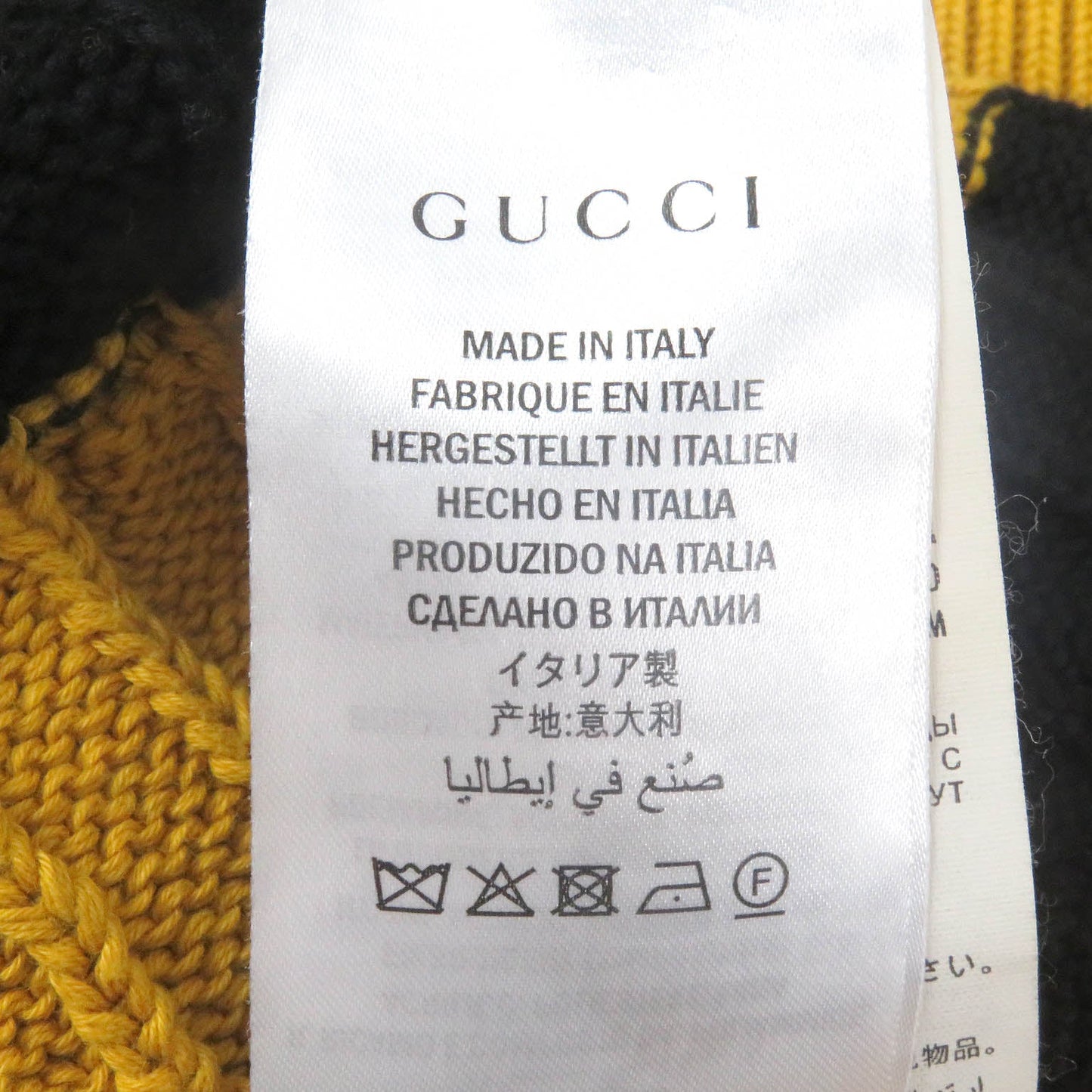 GUCCI sweater 545709 Main: 100% cotton, some: nylon, some: acrylic, some: polyester, some: wool Yellow black mens S Used