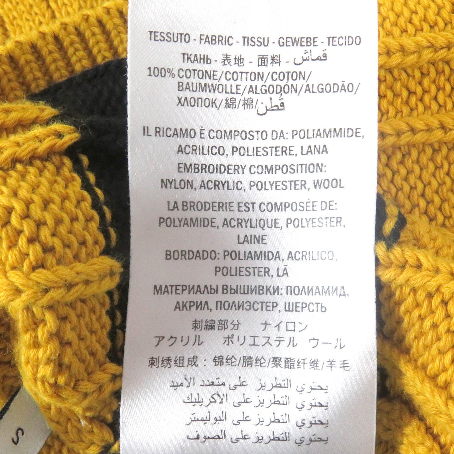 GUCCI sweater 545709 Main: 100% cotton, some: nylon, some: acrylic, some: polyester, some: wool Yellow black mens S Used