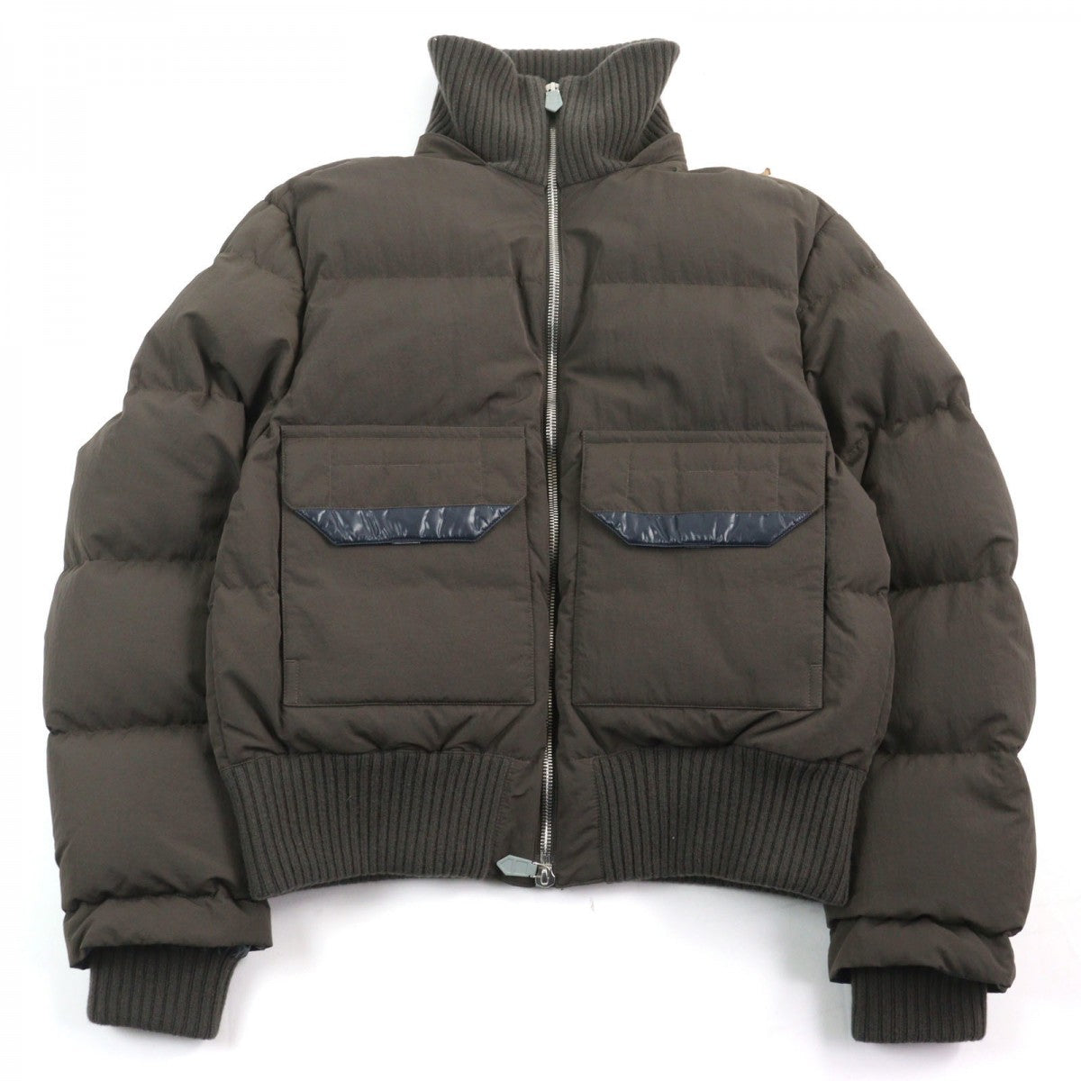HERMES Down jacket Main: 100% nylon, Lining: 100% nylon, Leather part: sheepskin, Part: 68% wool, Part: 29% cashmere Brown type mens 44 Used