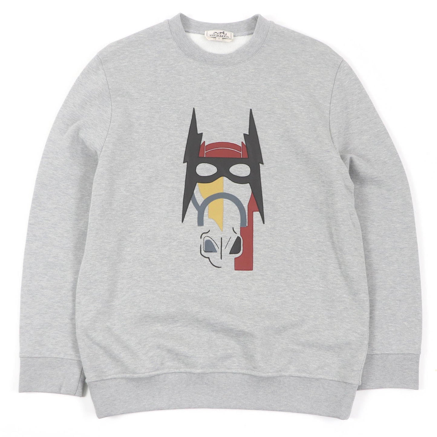 HERMES sweat Main: 100% cotton, Part: 90% cotton, Part: 10% polyurethane, Part: Sheep leather gray mens S Used