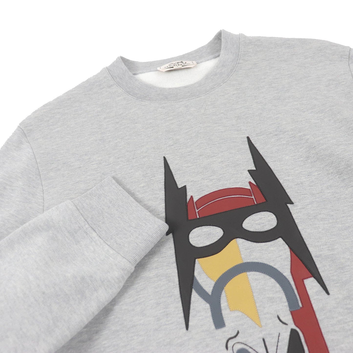 HERMES sweat Main: 100% cotton, Part: 90% cotton, Part: 10% polyurethane, Part: Sheep leather gray mens S Used