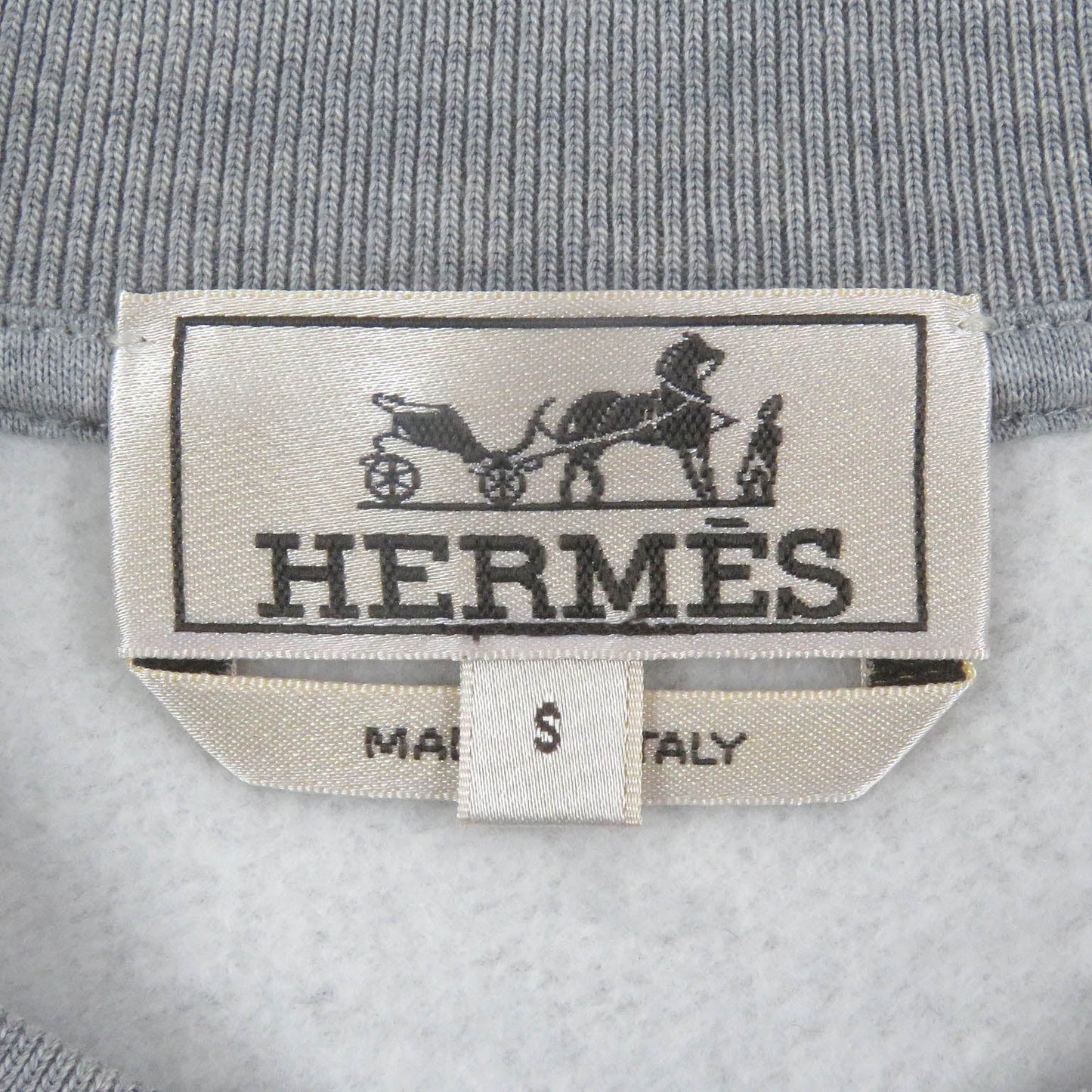 HERMES sweat Main: 100% cotton, Part: 90% cotton, Part: 10% polyurethane, Part: Sheep leather gray mens S Used