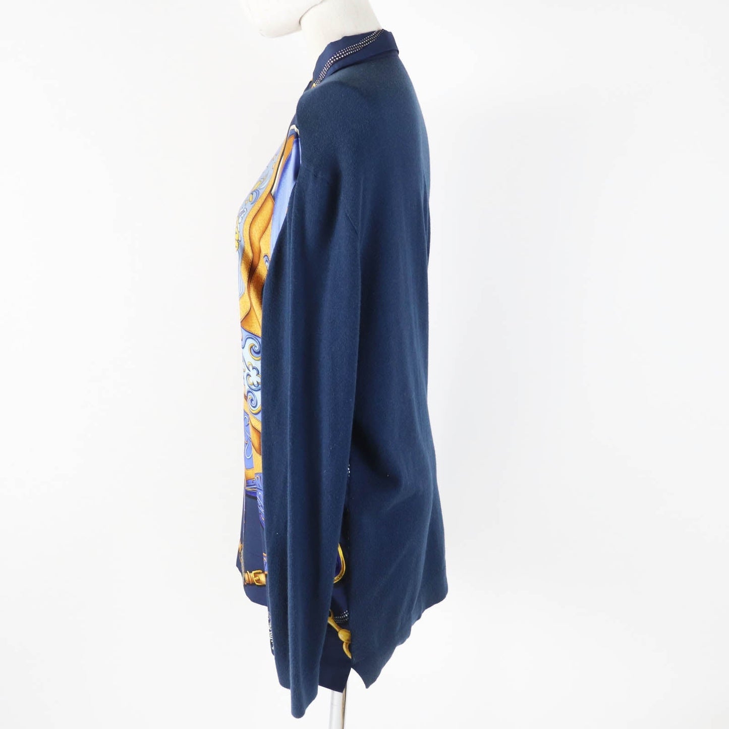 HERMES tops silk Navy L