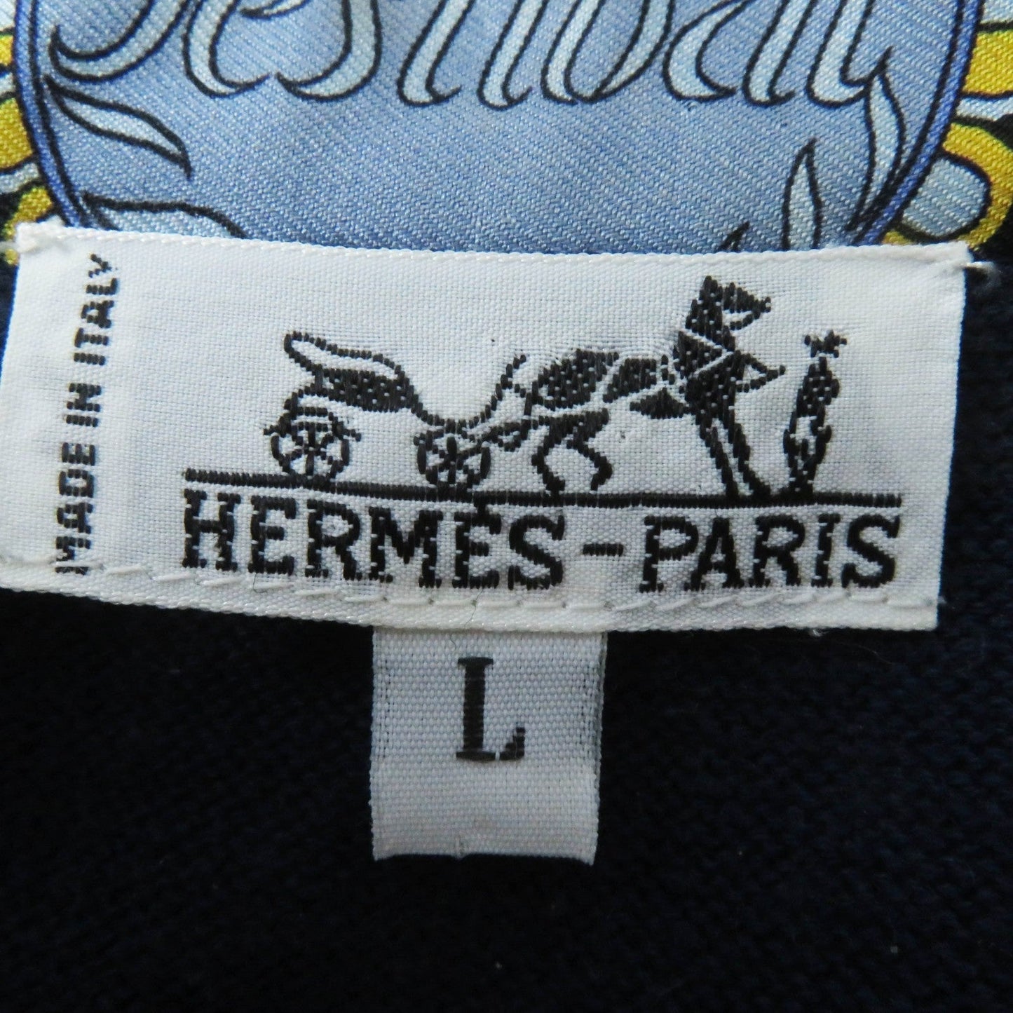 HERMES tops silk Navy L