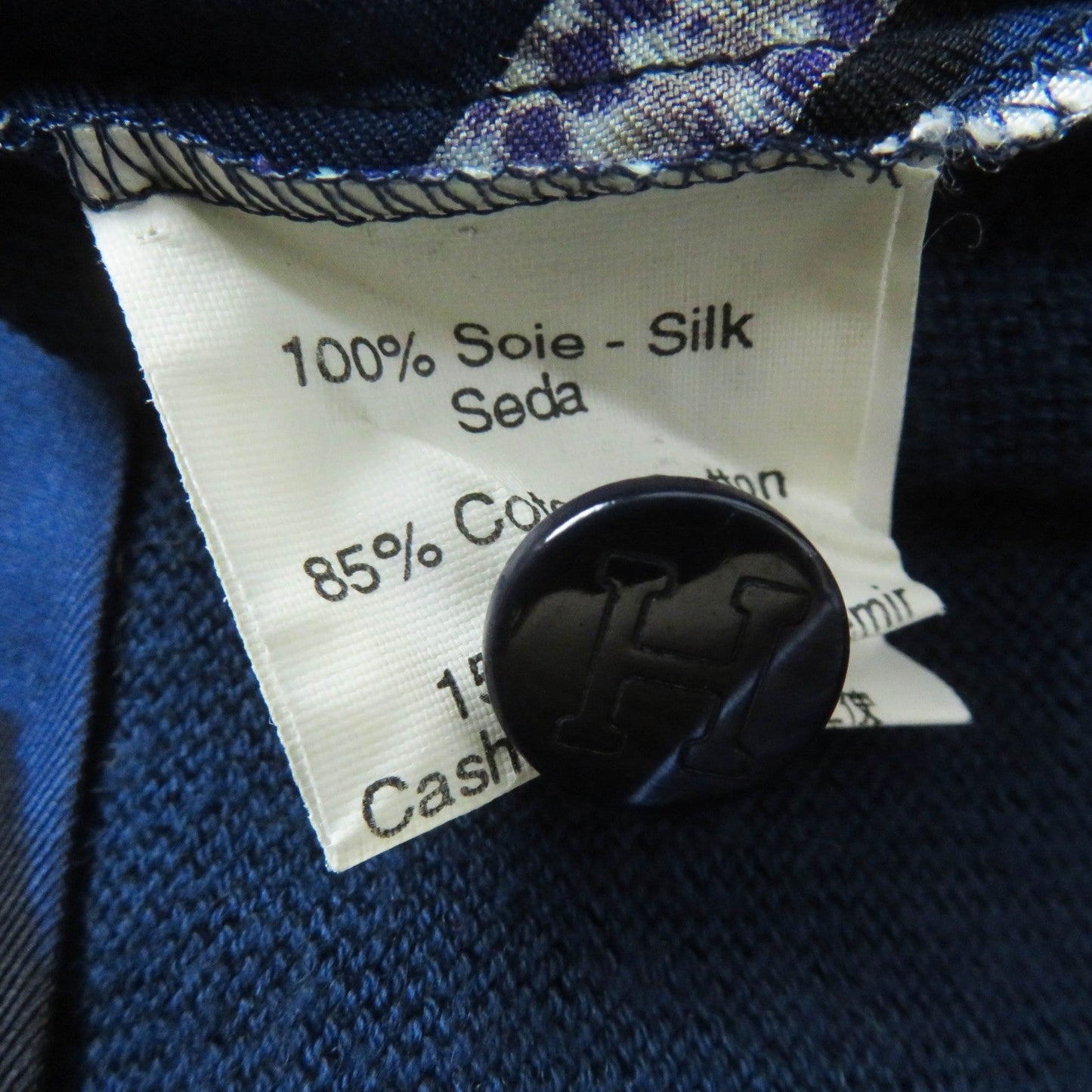 HERMES tops silk Navy L