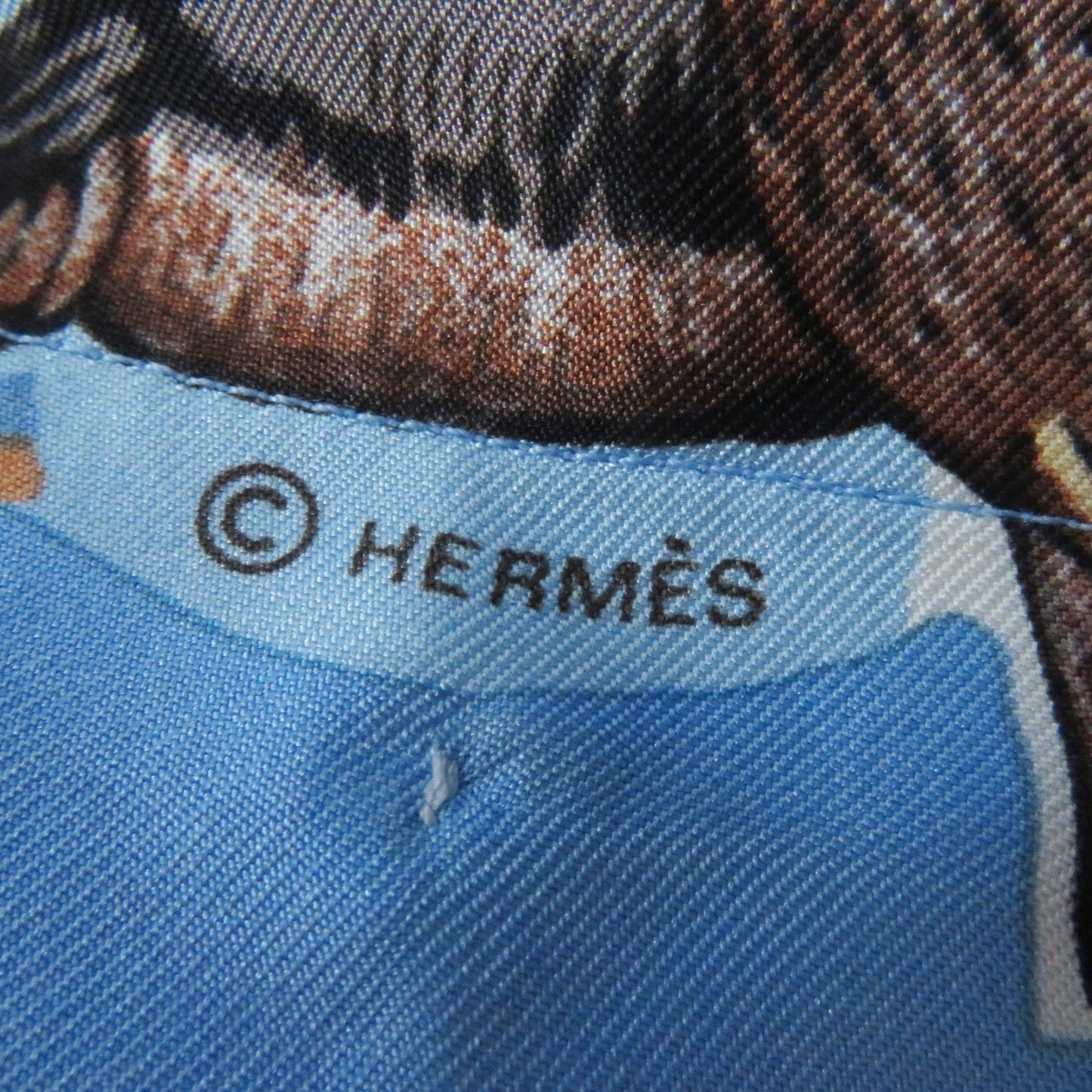 HERMES Short sleeve polo shirt Main: 100% silk, Main: 85% cotton, Main: 15% cashmere Light blue white The Precious Life of the Mediterranean Women M Used