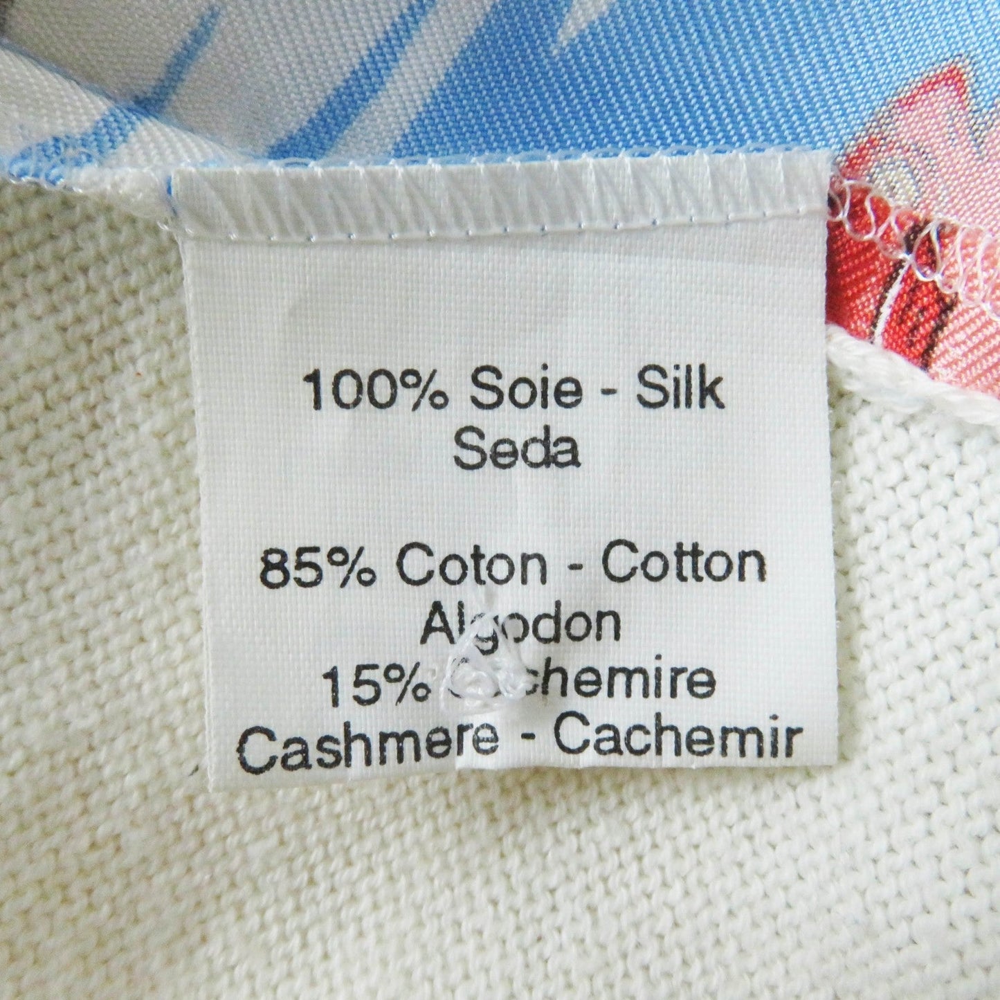 HERMES Short sleeve polo shirt Main: 100% silk, Main: 85% cotton, Main: 15% cashmere Light blue white The Precious Life of the Mediterranean Women M Used