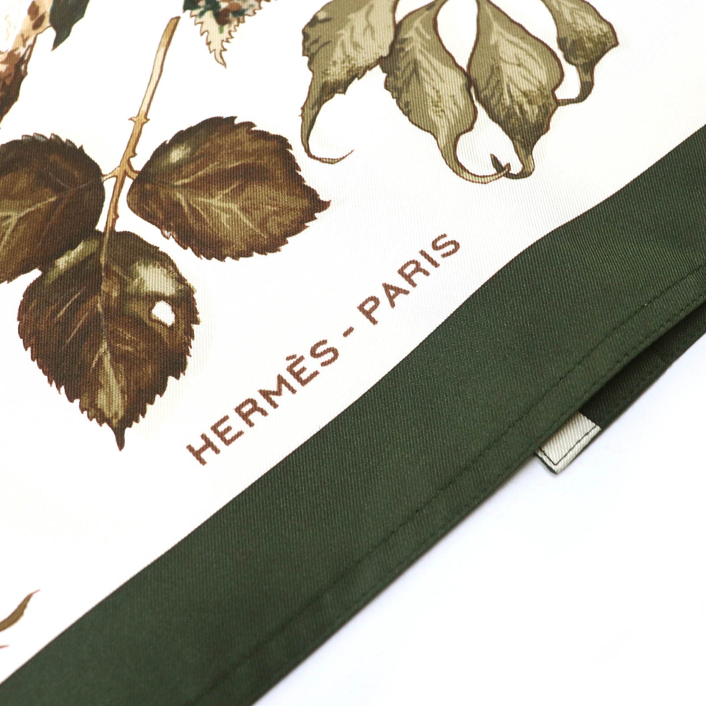 HERMES Long sleeve shirt Main: 100% silk Brown Khaki Beige Tourbillon swirl Women 38 Used