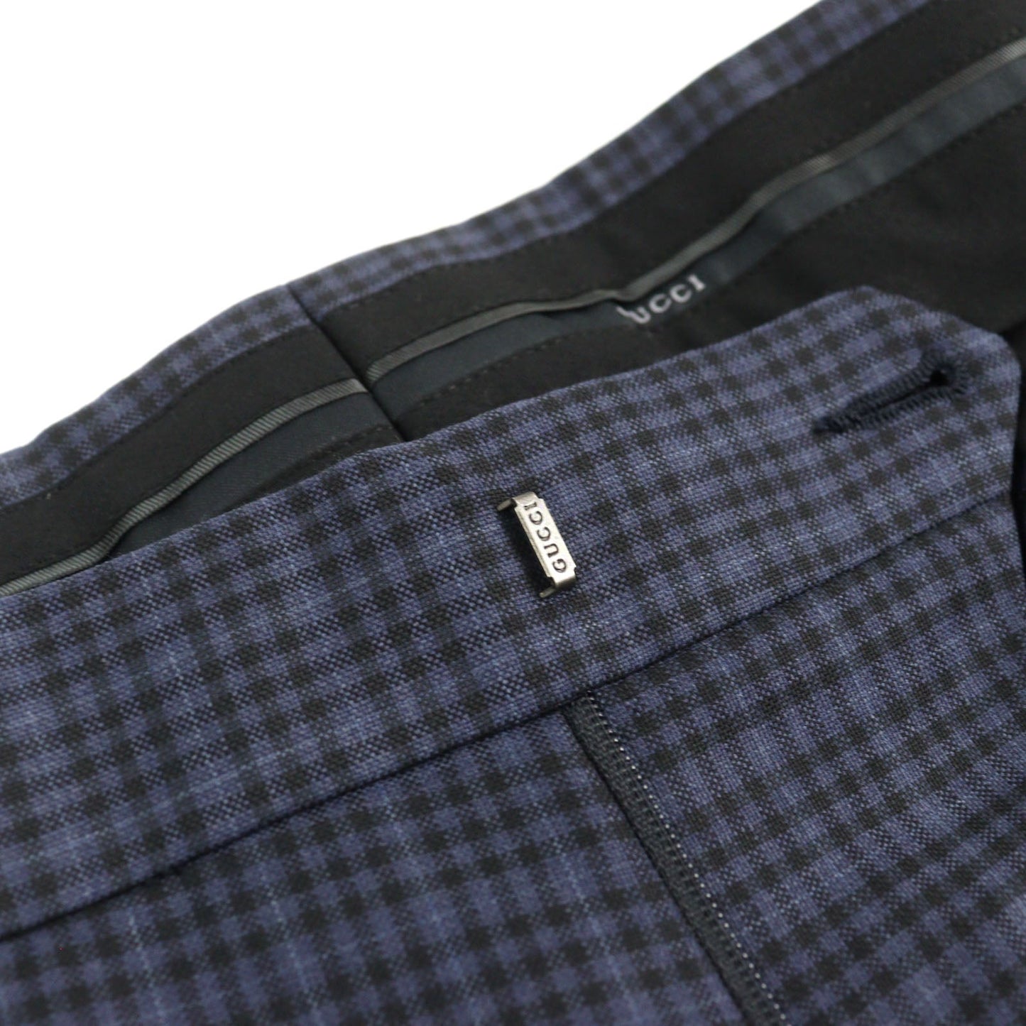 GUCCI Pants 244547 Outer: 100% wool, Lining: 100% rayon Navy type Check Pattern mens Used