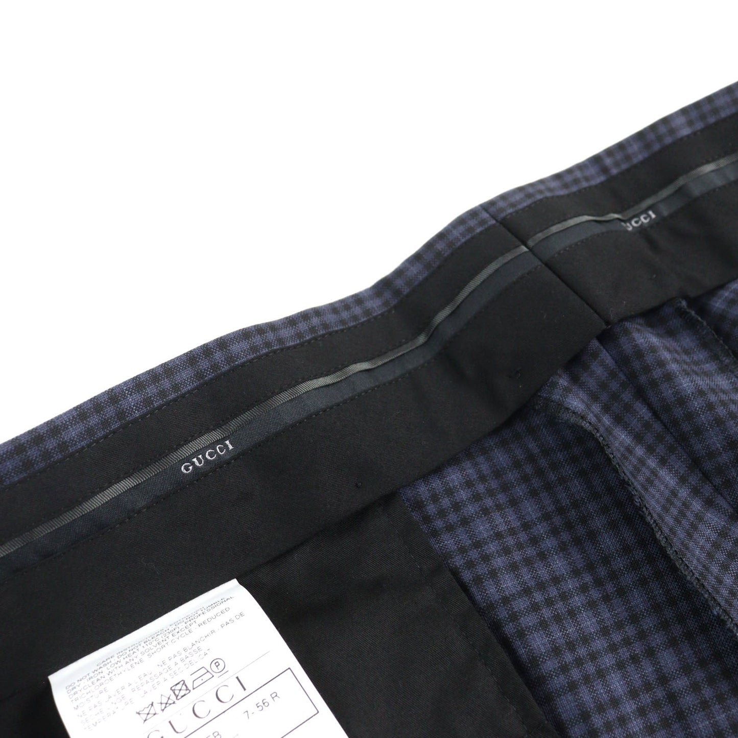 GUCCI Pants 244547 Outer: 100% wool, Lining: 100% rayon Navy type Check Pattern mens Used